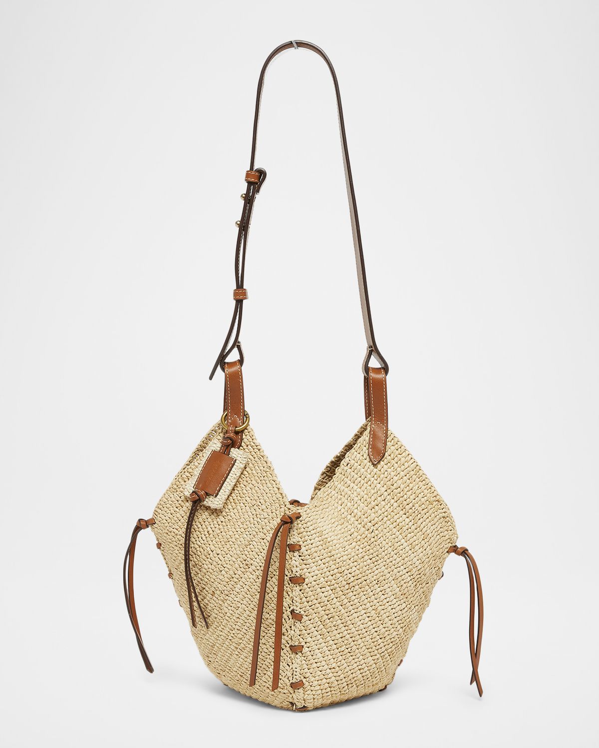 Isabel Marant Tampa Mini Raffia & Leather Shoulder Bag