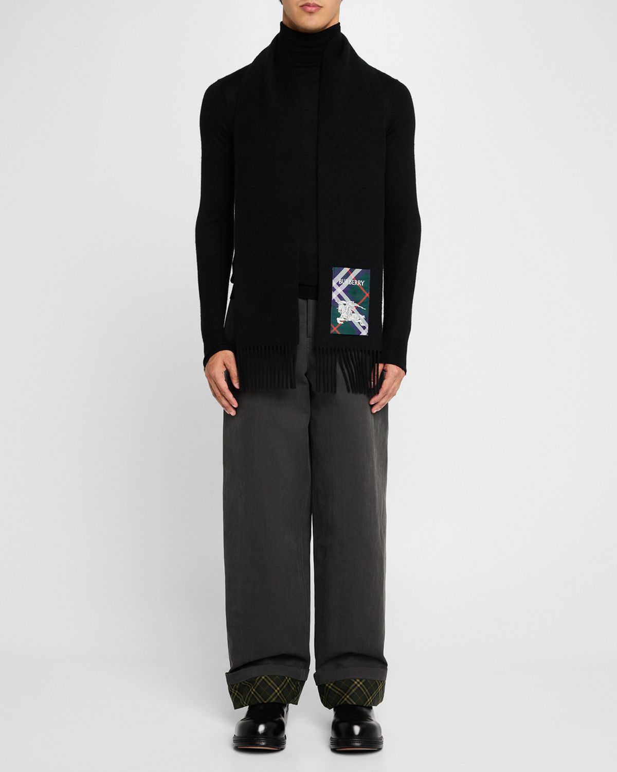 Burberry Men 's Cashmere Scarf with EKD Label