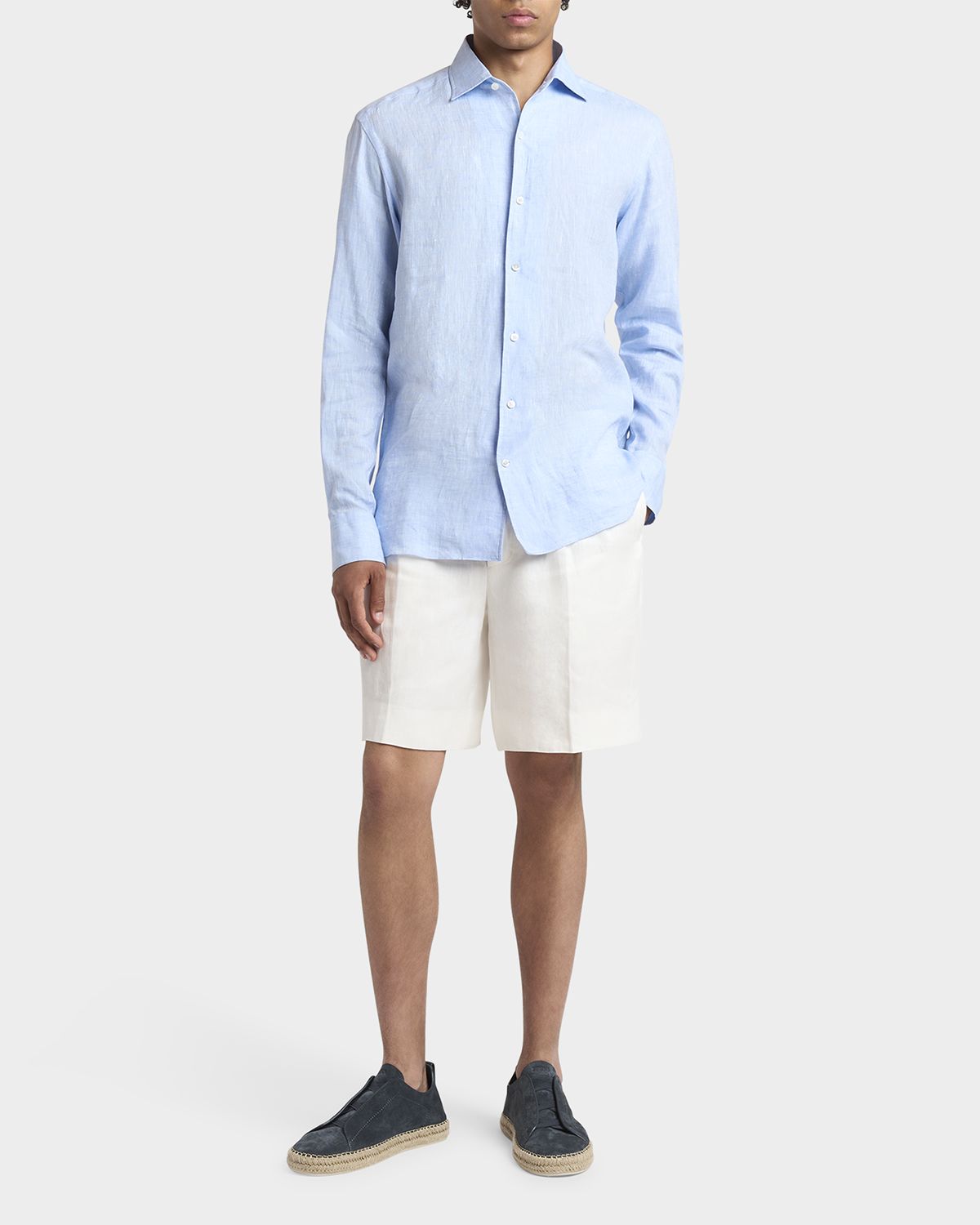 ZEGNA Men 's Oasi Lino Casual Button-Down Shirt