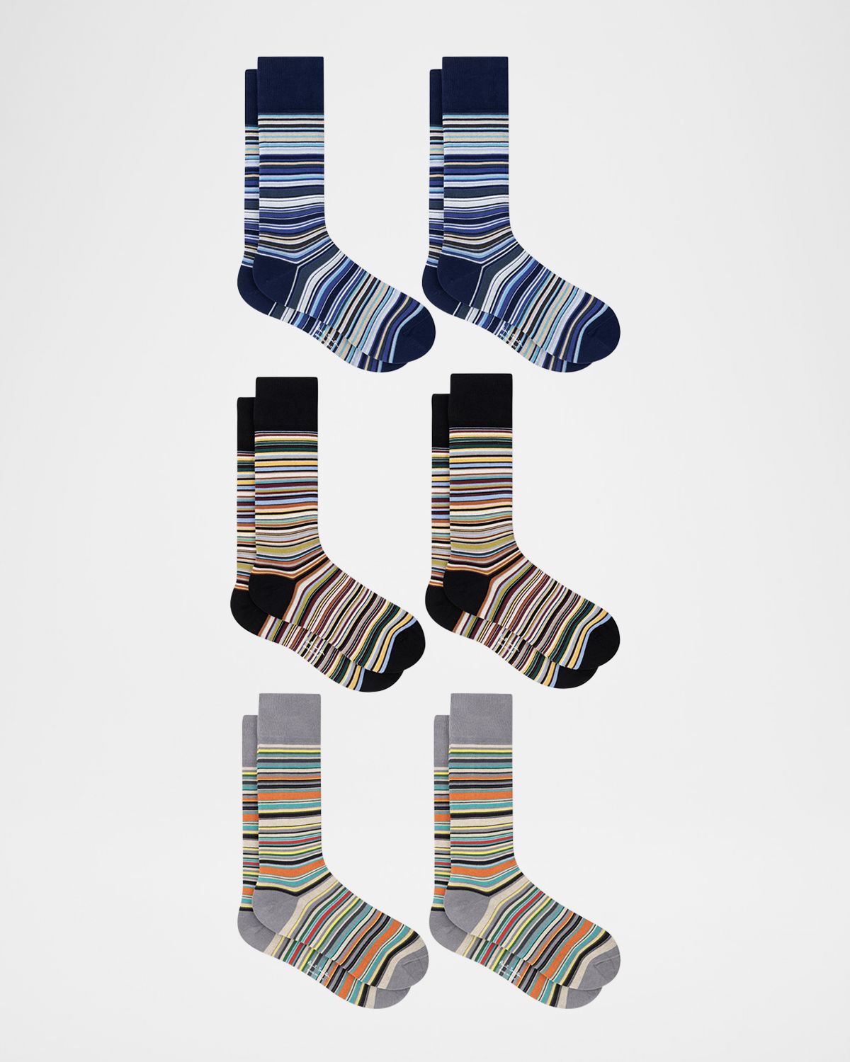 Paul Smith Men 's Signature Stripe Stretch Cotton 6-Pack Crew Socks