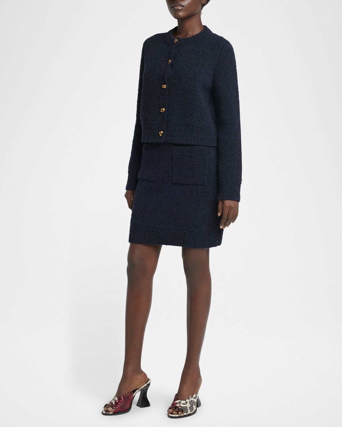 Bottega Veneta Front-Pockets Boucle Mini Skirt