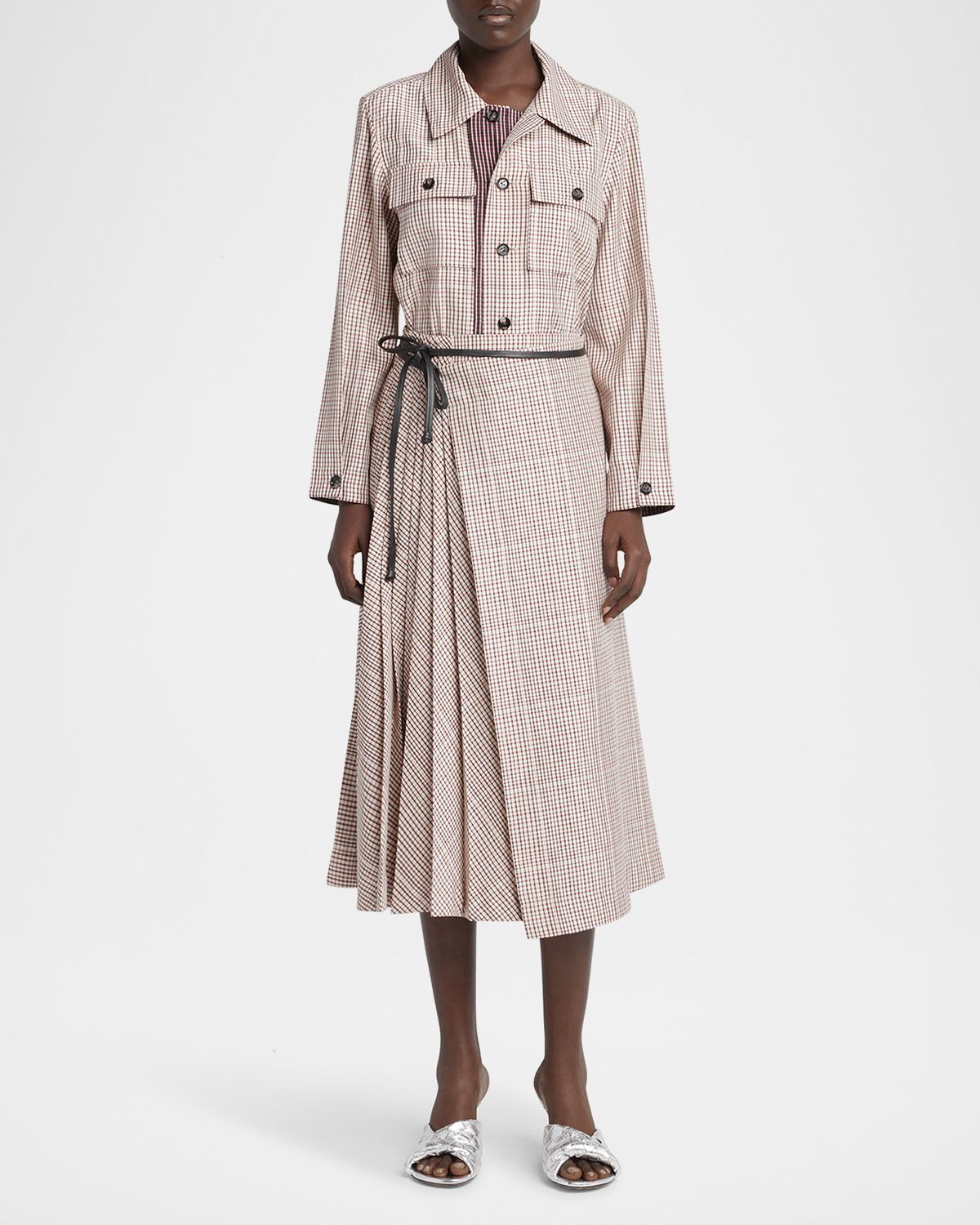 Bottega Veneta Check Long-Sleeve Button-Down Shirt