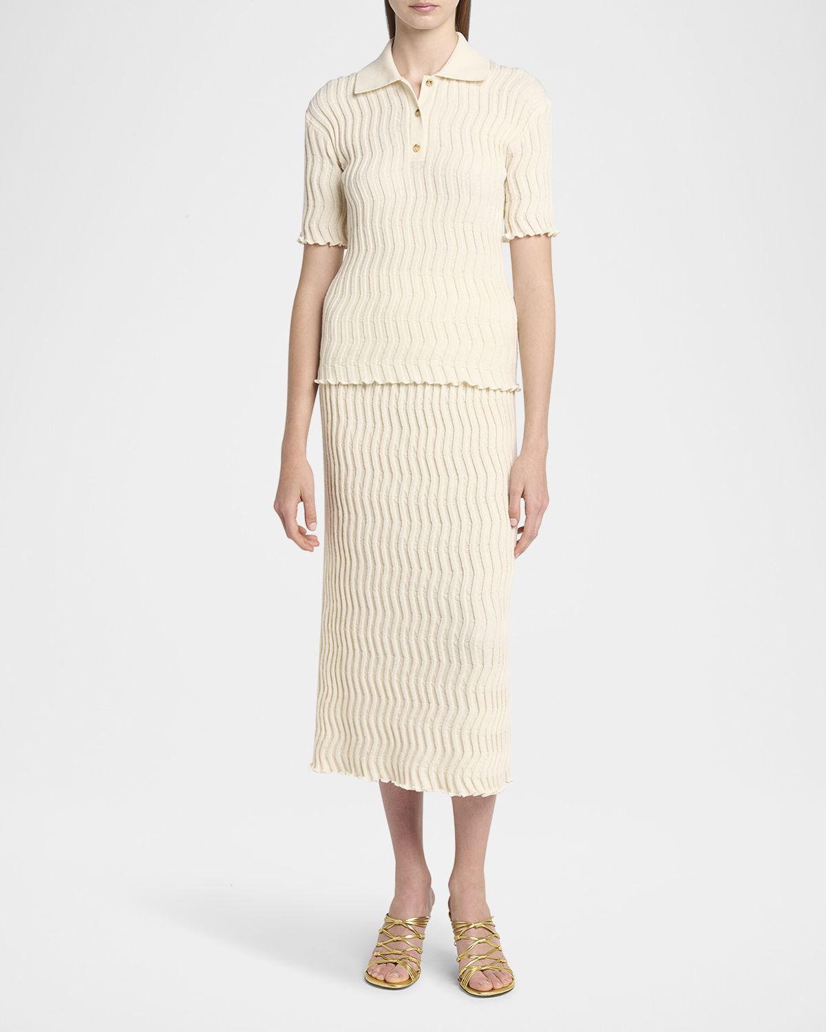 Bottega Veneta Zigzag Knit Slim Midi Skirt