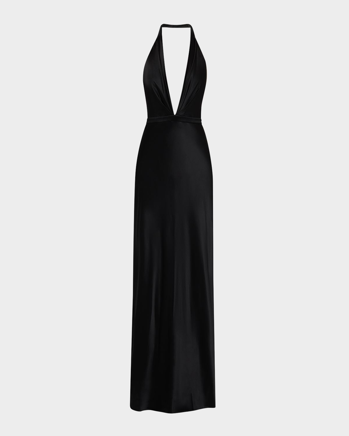 Nili Lotan Essy Plunging Halter Silk Gown