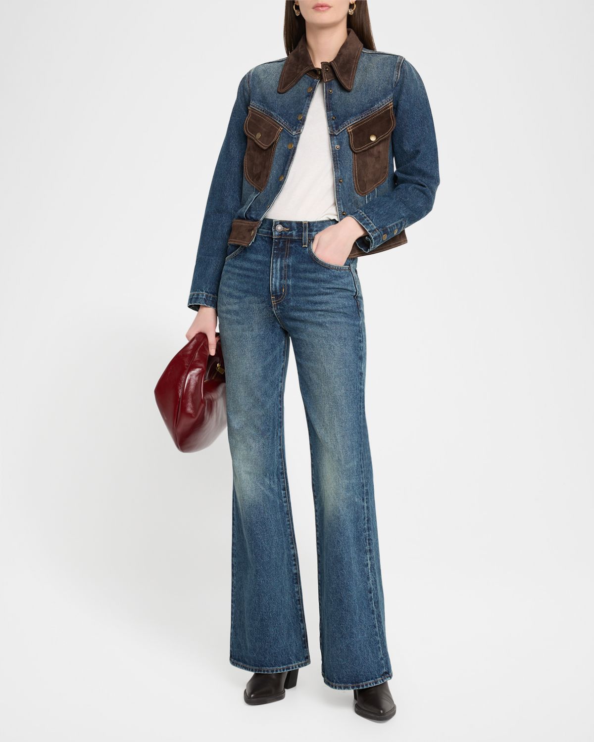 Nili Lotan Roe Mid-Rise Flare Jeans