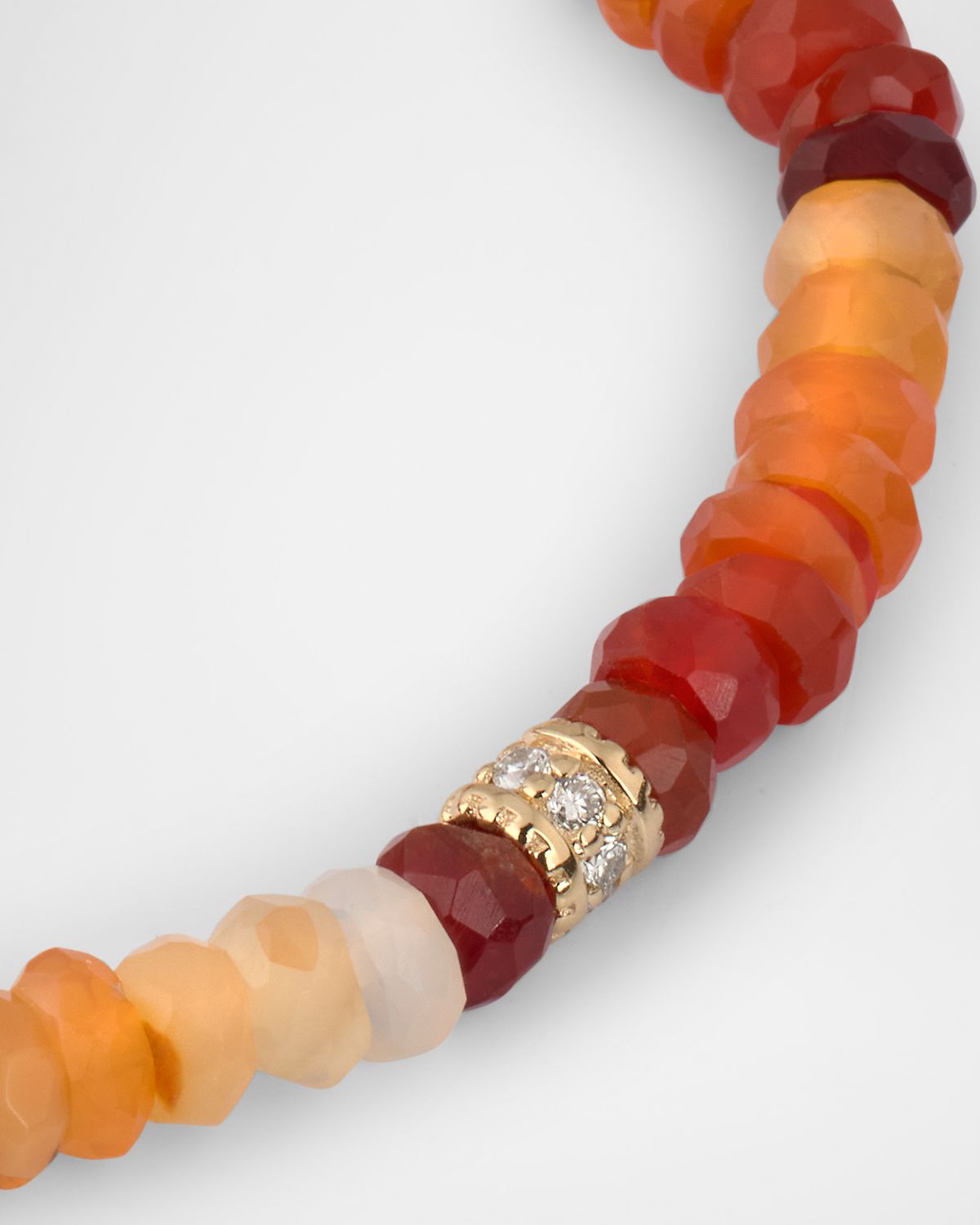 Sydney Evan Scallop Edge Pave Diamond Rondelle on Fire Opal Faceted Rondelle Bead Bracelet