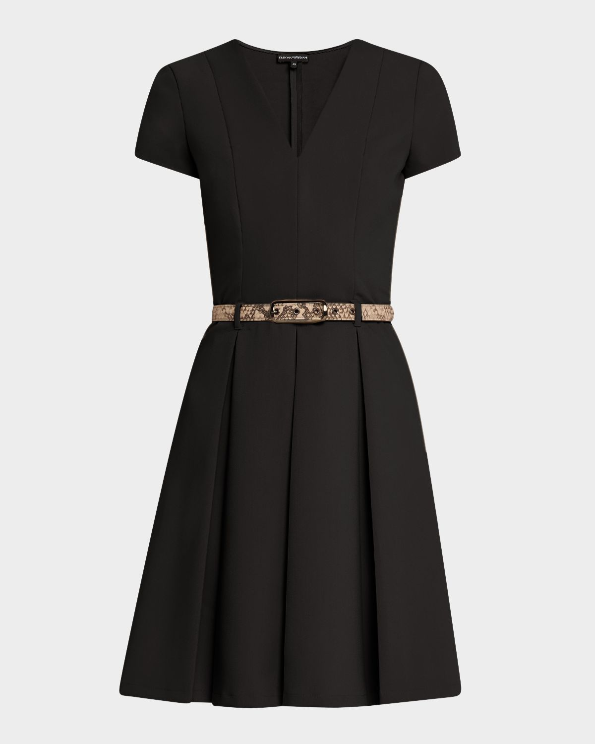 Emporio Armani Emma Belted Pleated A-Line Mini Dress