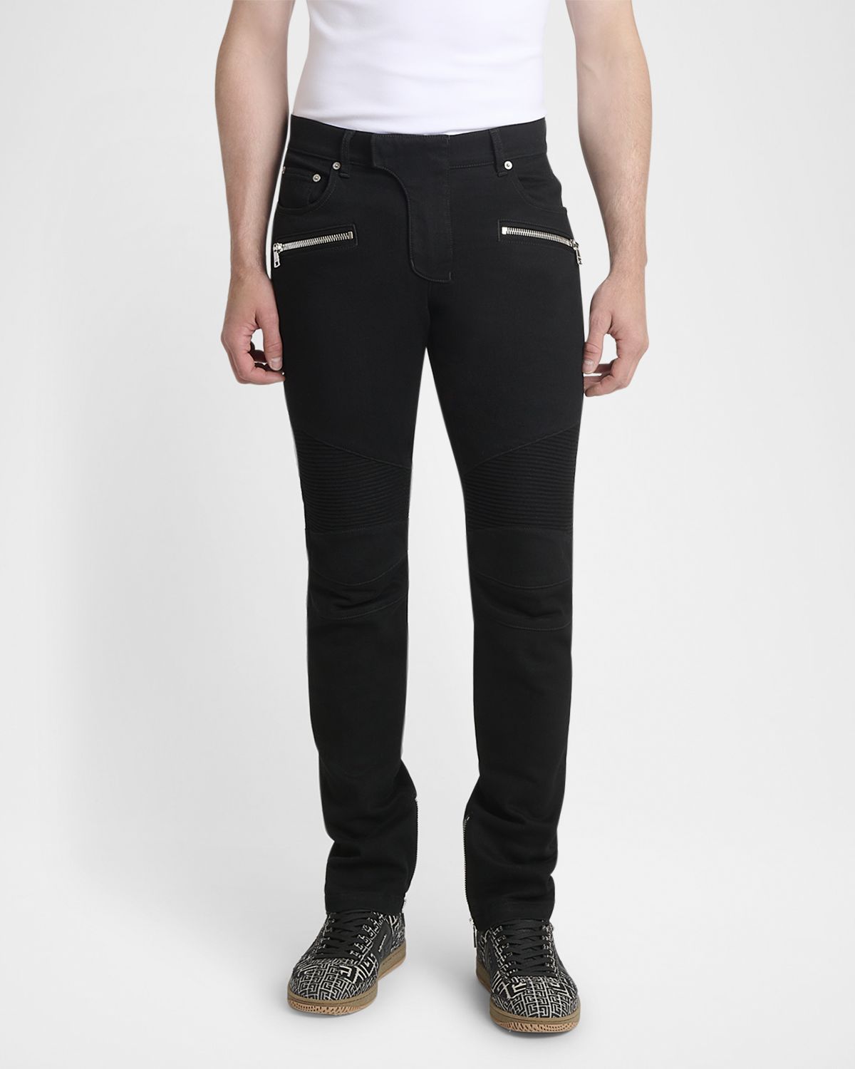 Balmain Men 's Denim Biker Pants