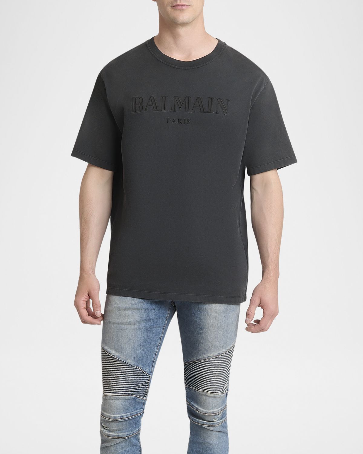 Balmain Men 's Tonal Vintage Logo T-Shirt