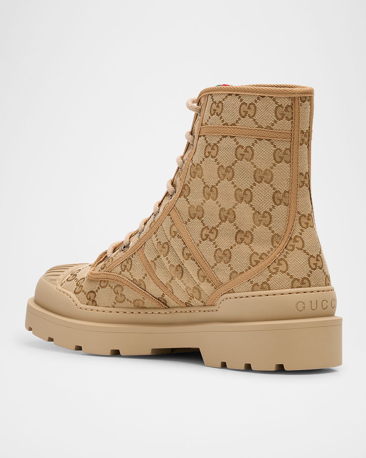 Gucci Men 's Sherlin GG Canvas Lace-Up Boots