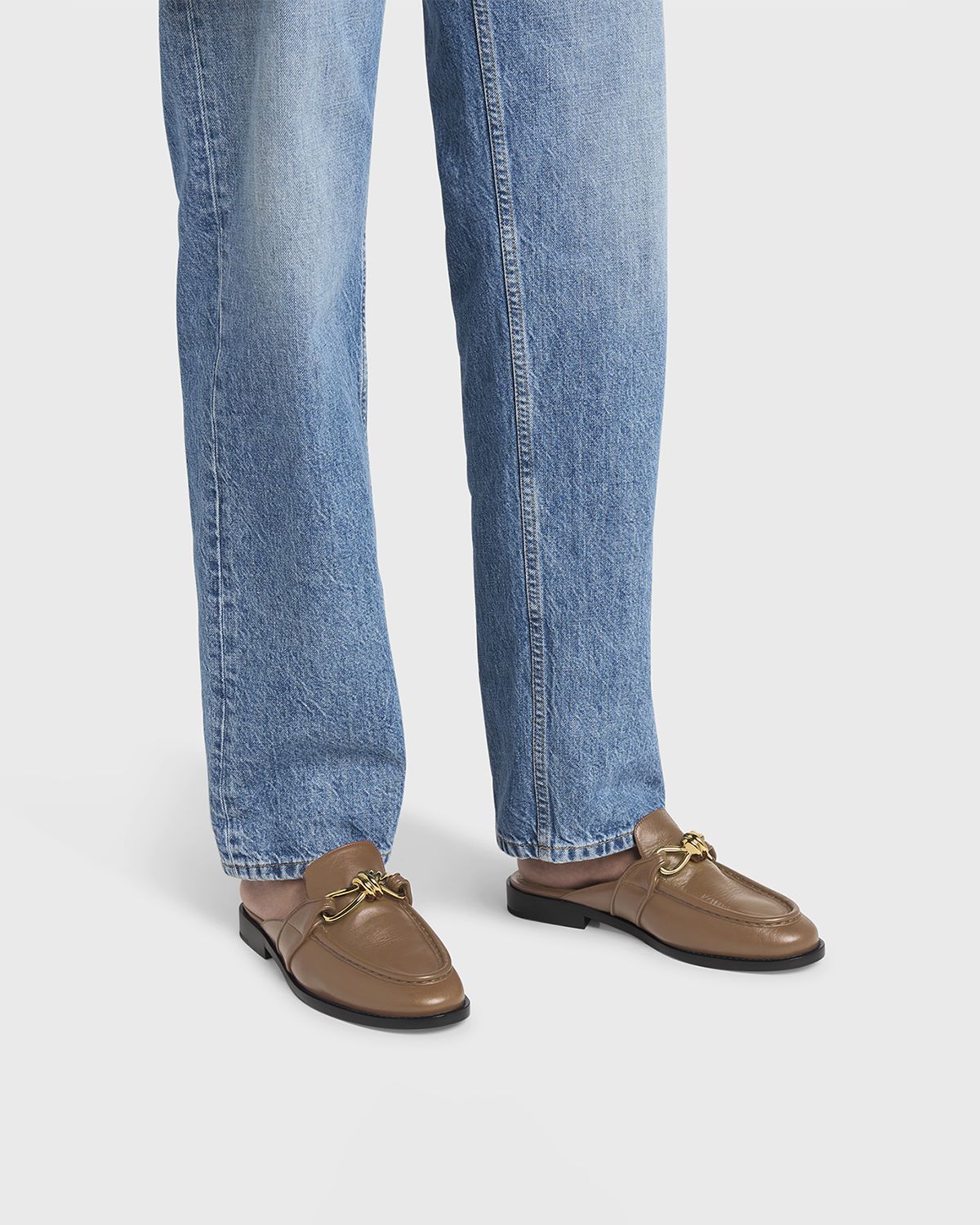 Bottega Veneta Astaire Knot Leather Loafer Mules