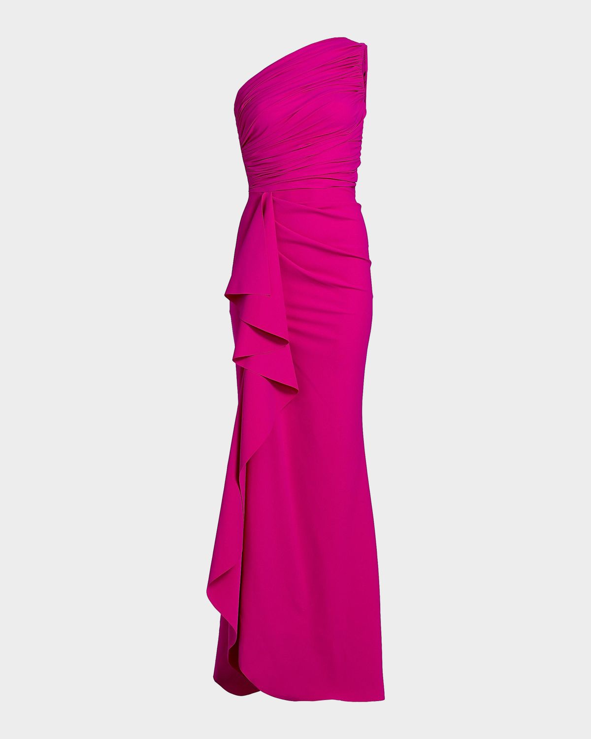 Chiara Boni La Petite Robe Ruched One-Shoulder Ruffle Gown