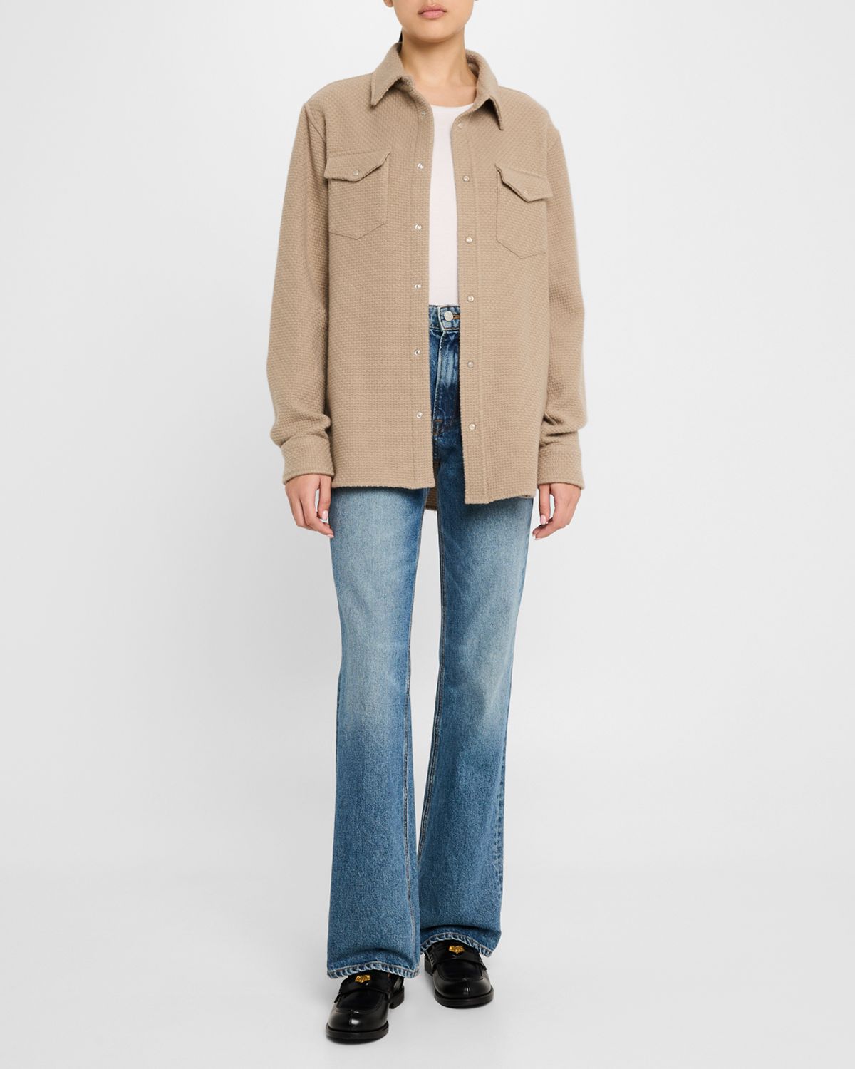 God 's True Cashmere Smoke Waffle Cashmere Shirt Jacket