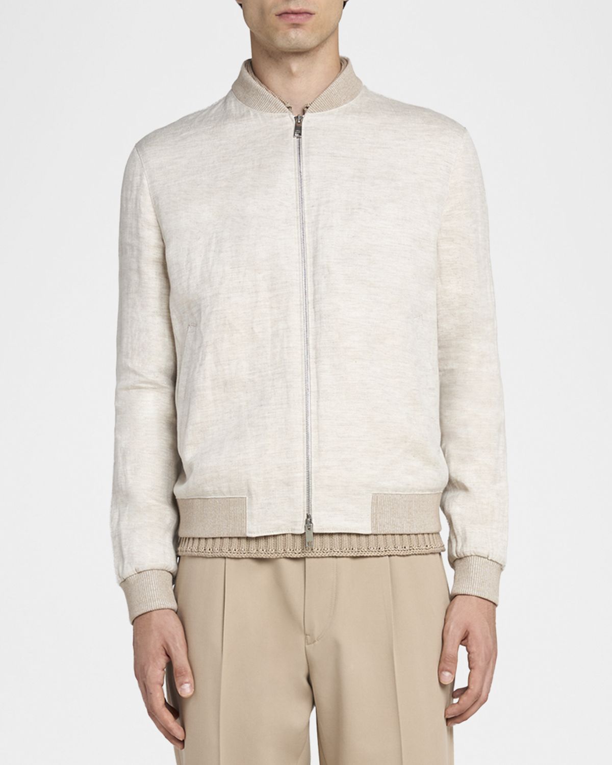 ZEGNA Men 's Oasi Lino Bomber Jacket