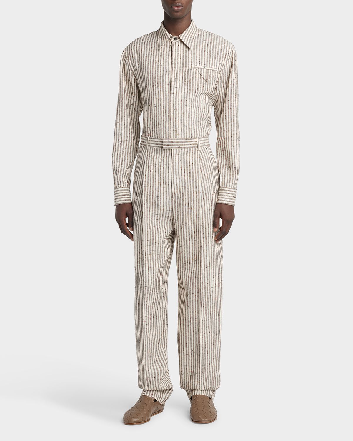 Bottega Veneta Men 's Knotted Stripe Trousers