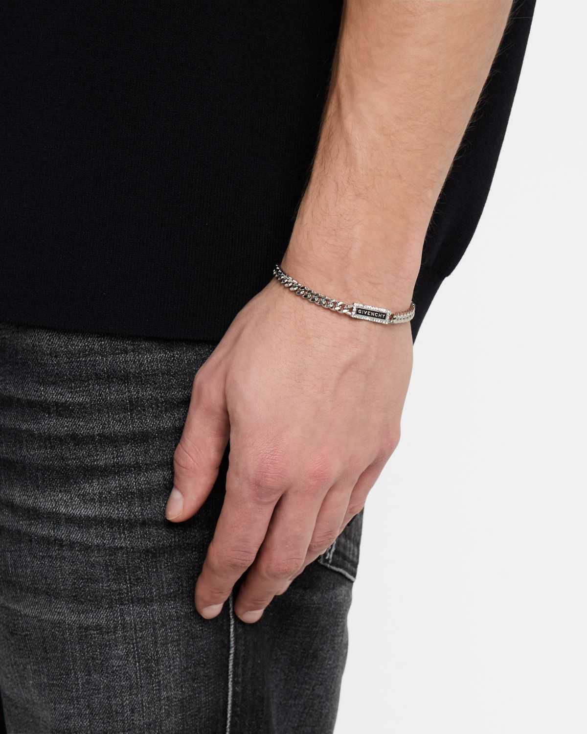 Givenchy Men 's ID Logo and Crystals Bracelet
