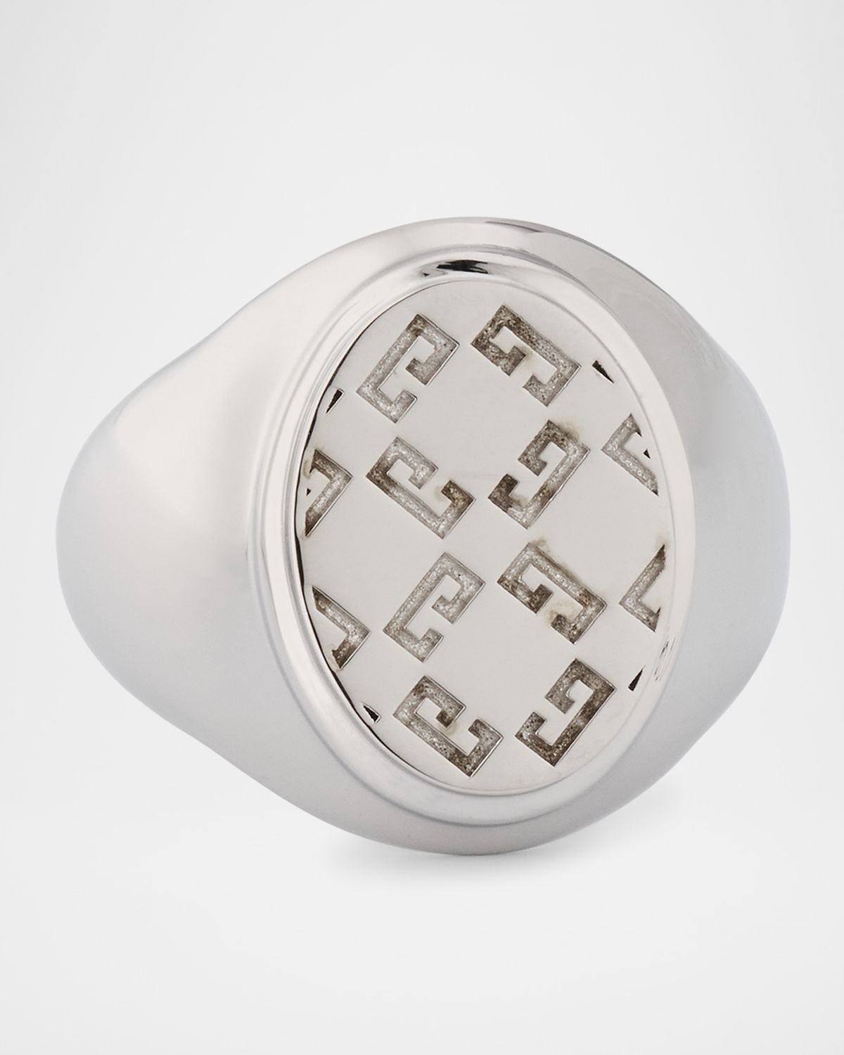 Givenchy Men 's 2G Monogram Silvery Signet Ring