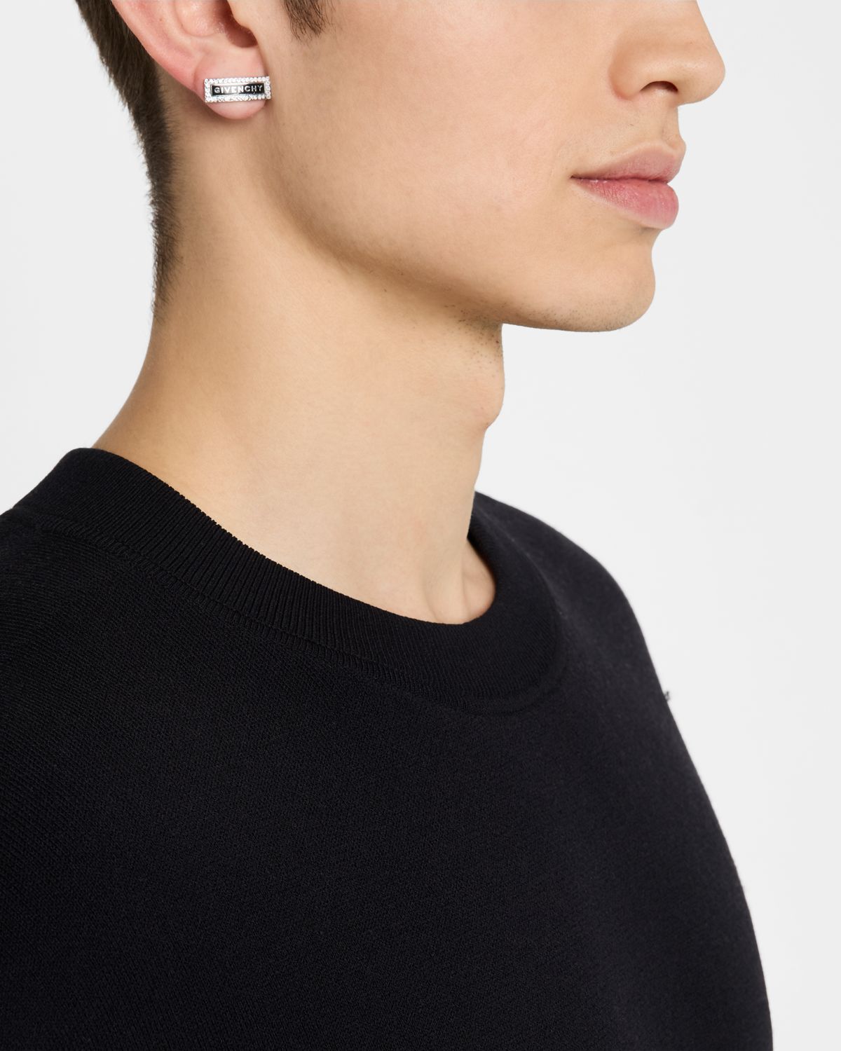 Givenchy Men 's ID Logo and Crystals Stud Earring, Single