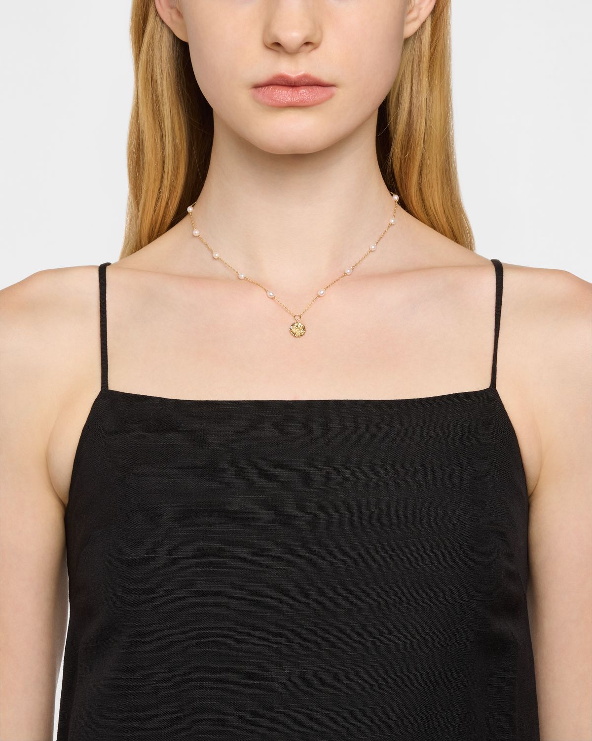 POPPY FINCH 14K Yellow Gold Nugget Pearl Station Necklace