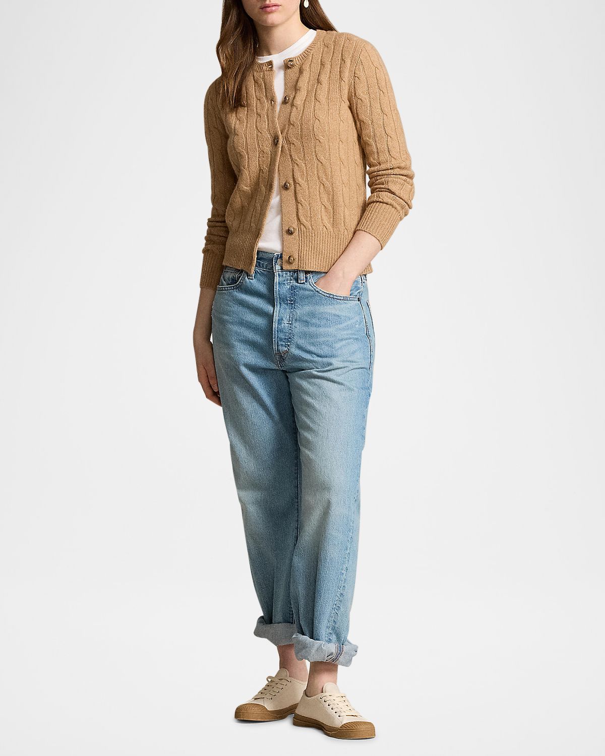 Polo Ralph Lauren Cable-Knit Cashmere Crewneck Cardigan