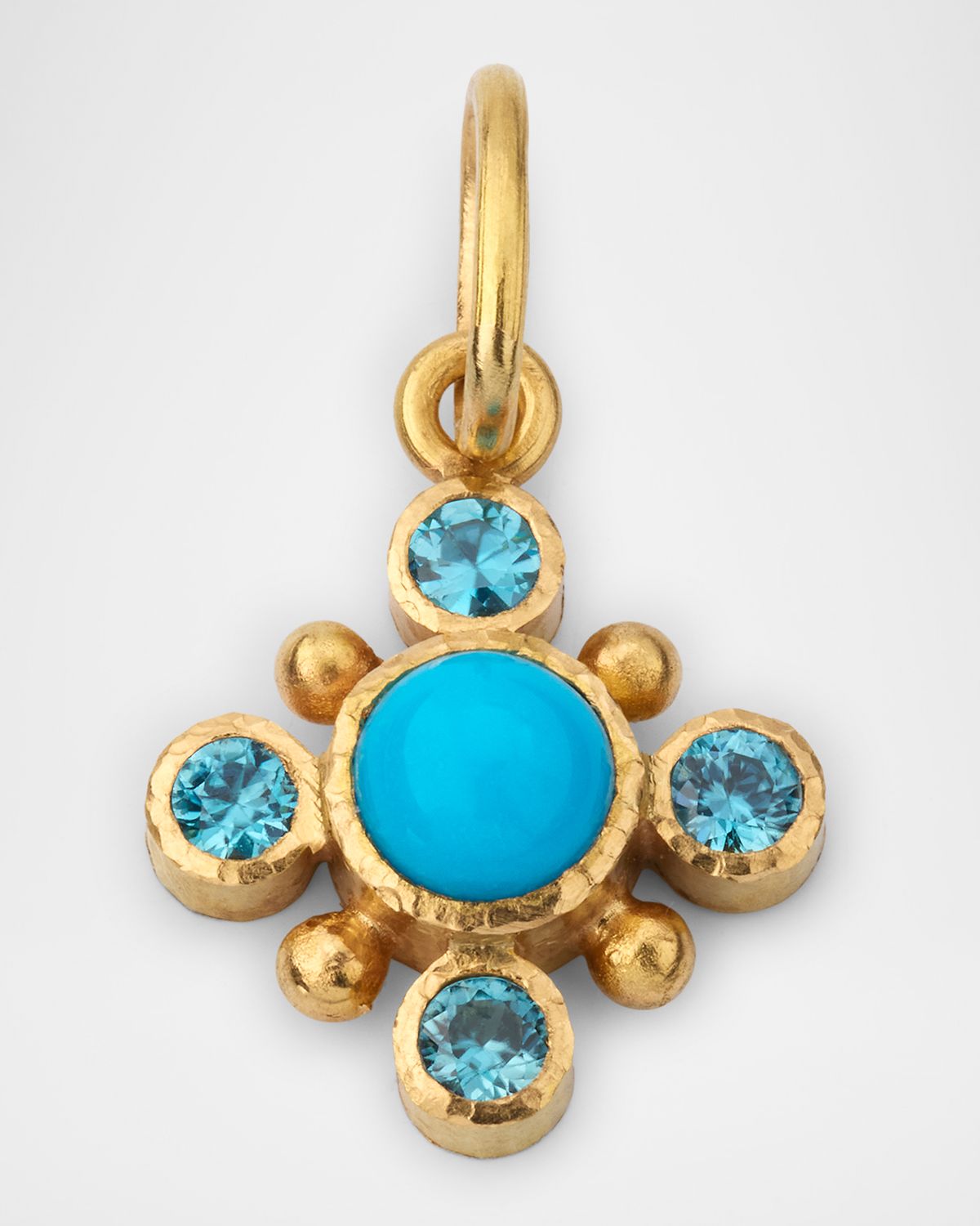 Elizabeth Locke 19K Small Round Sleeping Beauty Turquoise and Blue Zircon Pendant