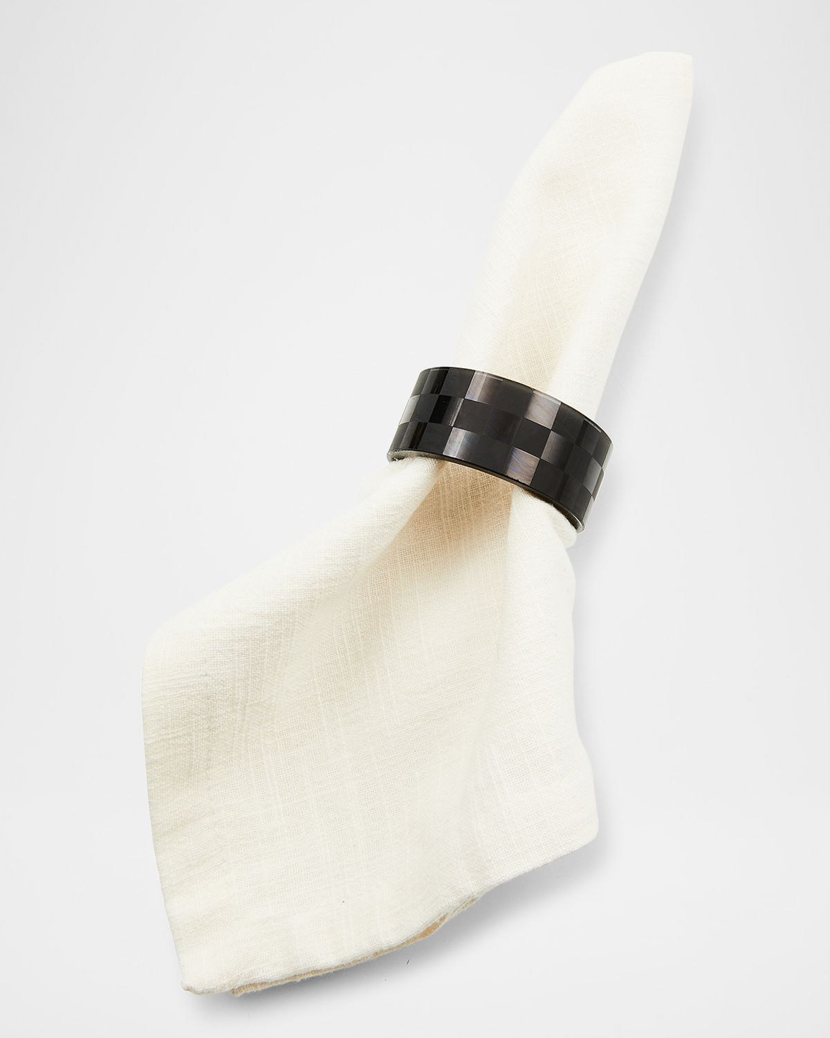 MacKenzie-Childs Black Check Napkin Ring, Set of 4