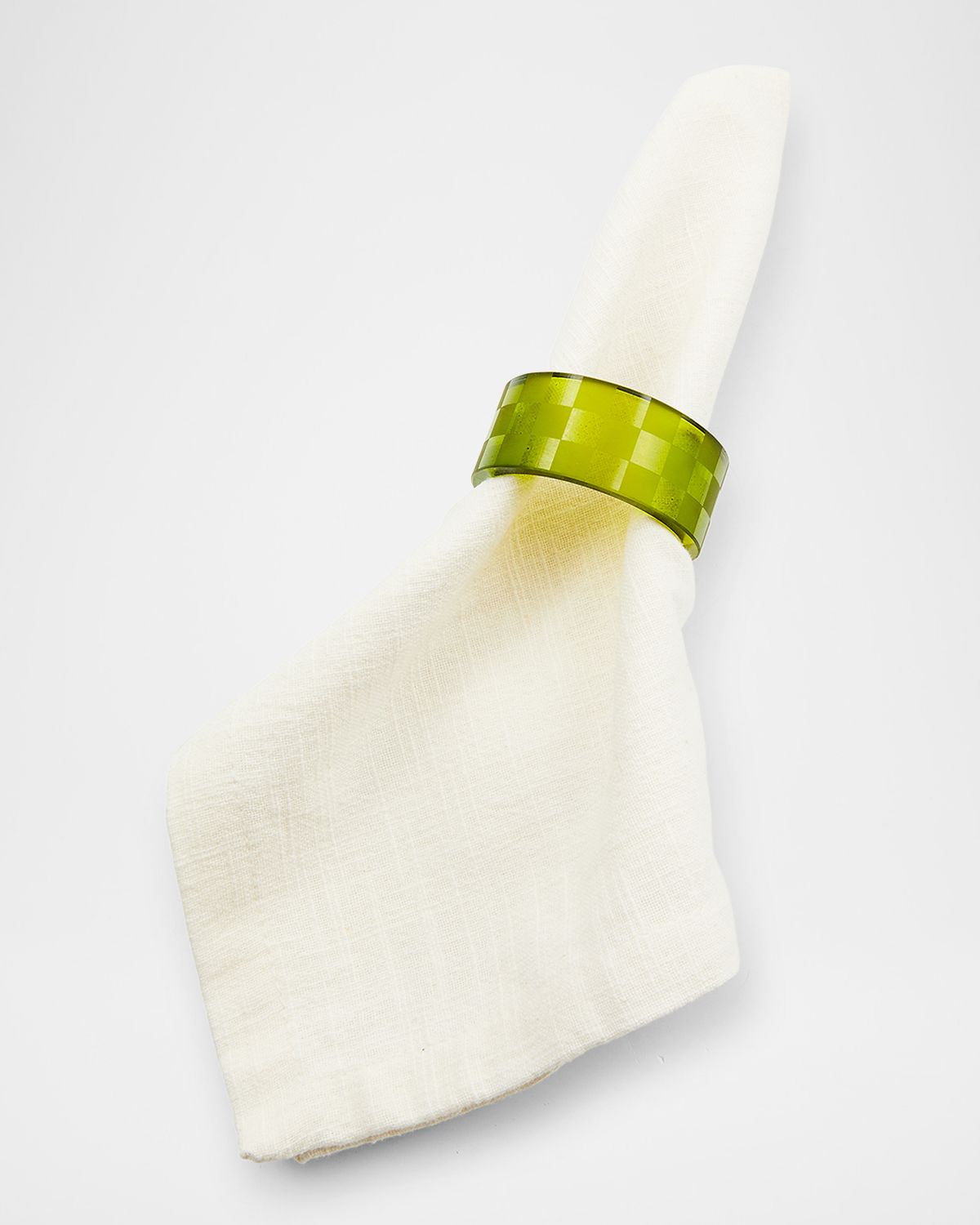 MacKenzie-Childs Green Check Napkin Rings, Set of 4