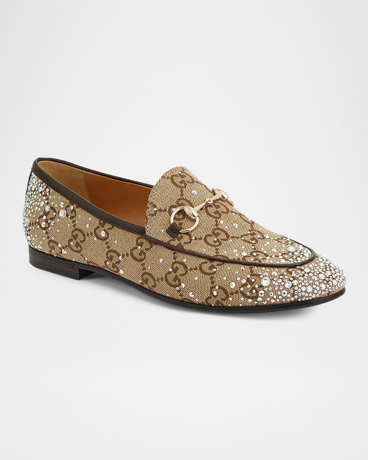 Gucci New Jordaan GG Crystal Canvas Loafers