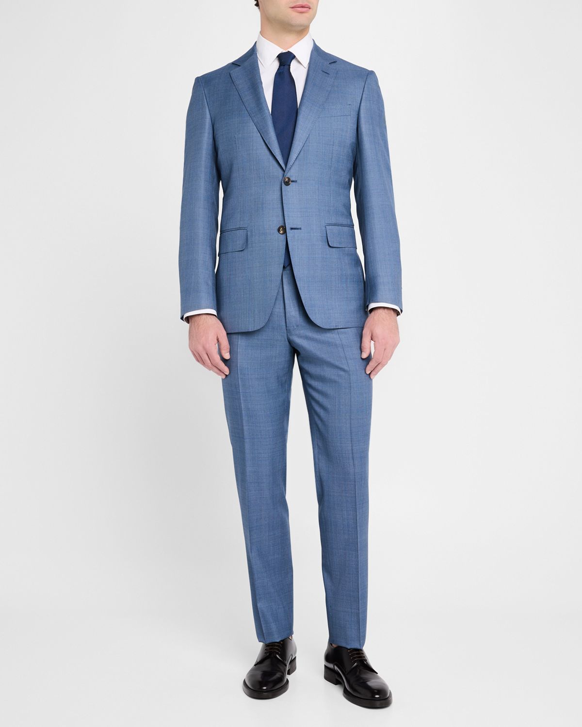 Canali Men 's Wool-Silk Windowpane Suit
