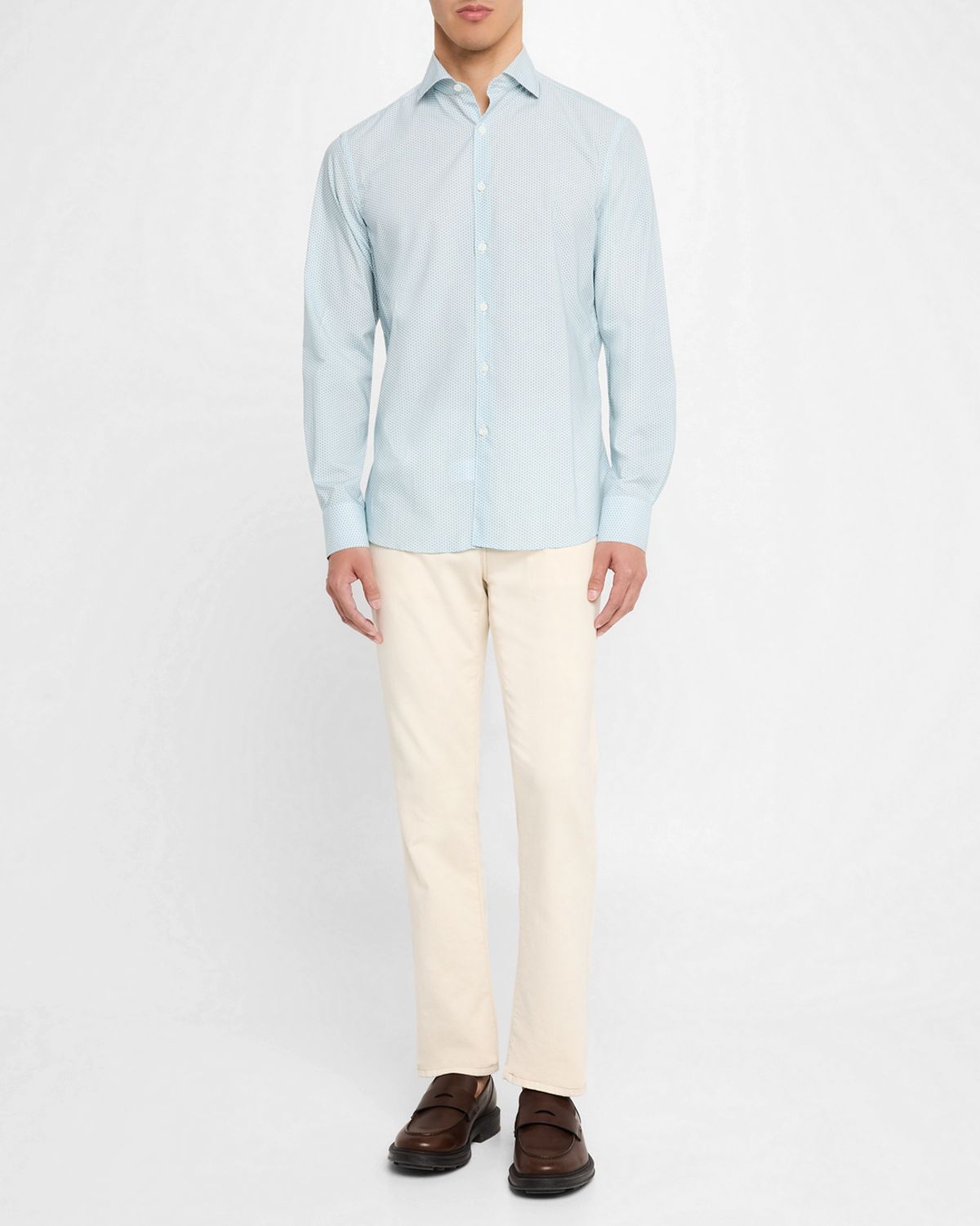 Canali Men 's Micro-Geometric Sport Shirt