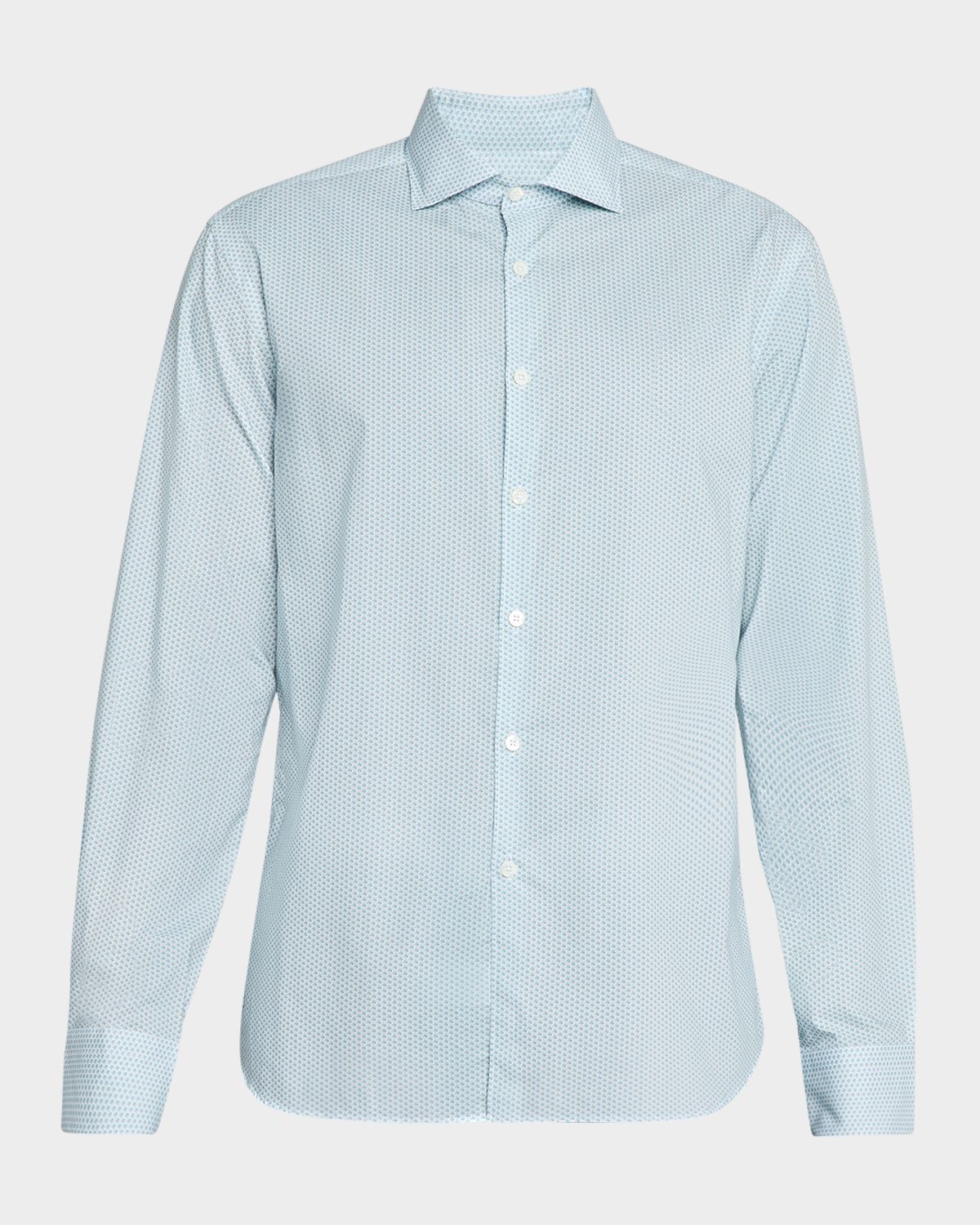 Canali Men 's Micro-Geometric Sport Shirt