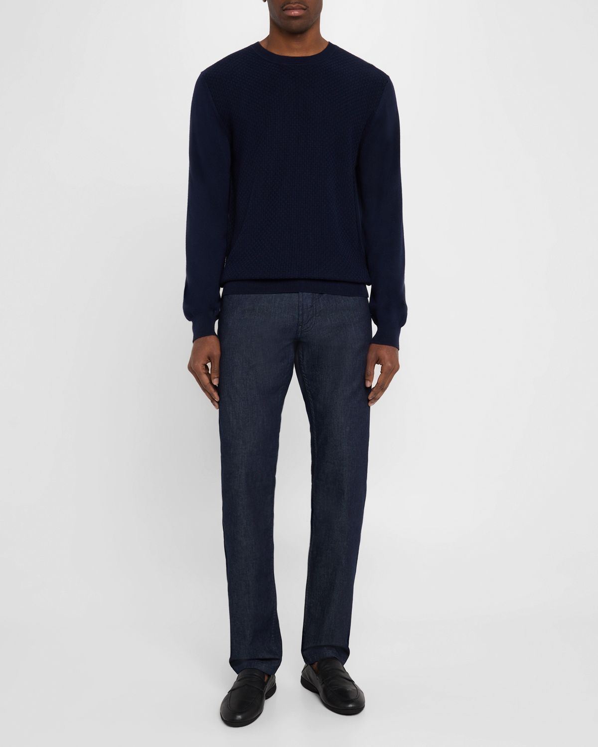 Canali Men 's Waffle Crew Sweater