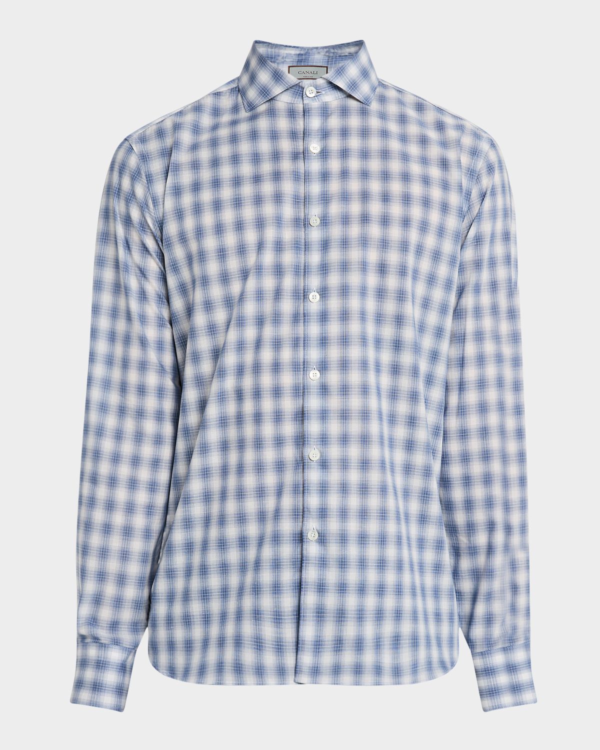 Canali Men 's Cotton Ombre Check Sport Shirt