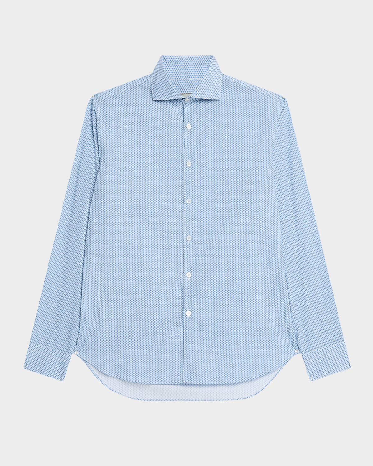 Canali Men 's Cotton and Lyocell Micro-Geometric Sport Shirt