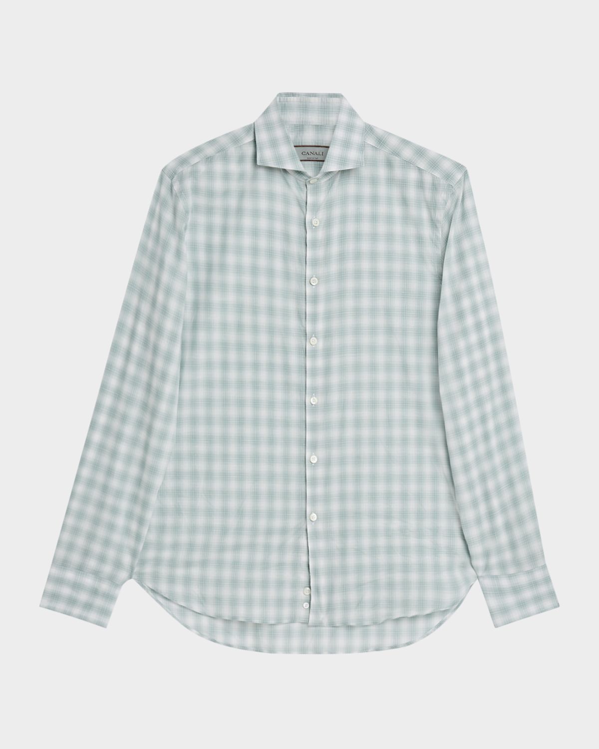 Canali Men 's Cotton Ombre Check Sport Shirt