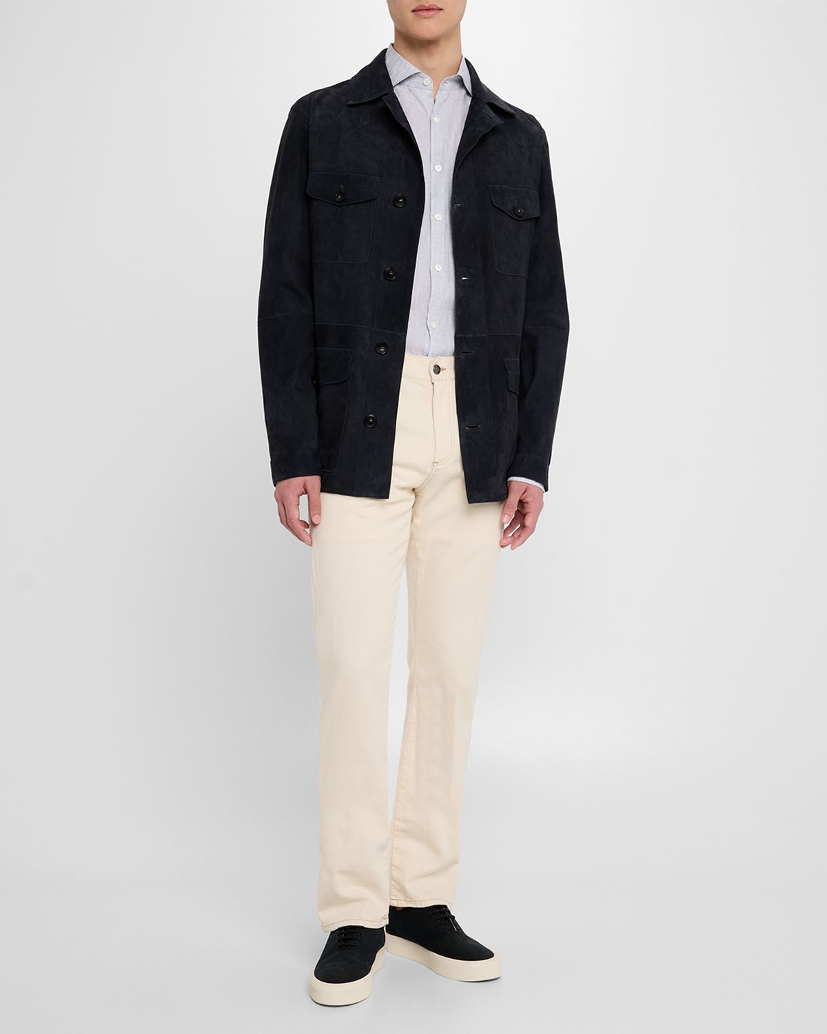 Canali Men 's Suede Four-Pocket Field Jacket