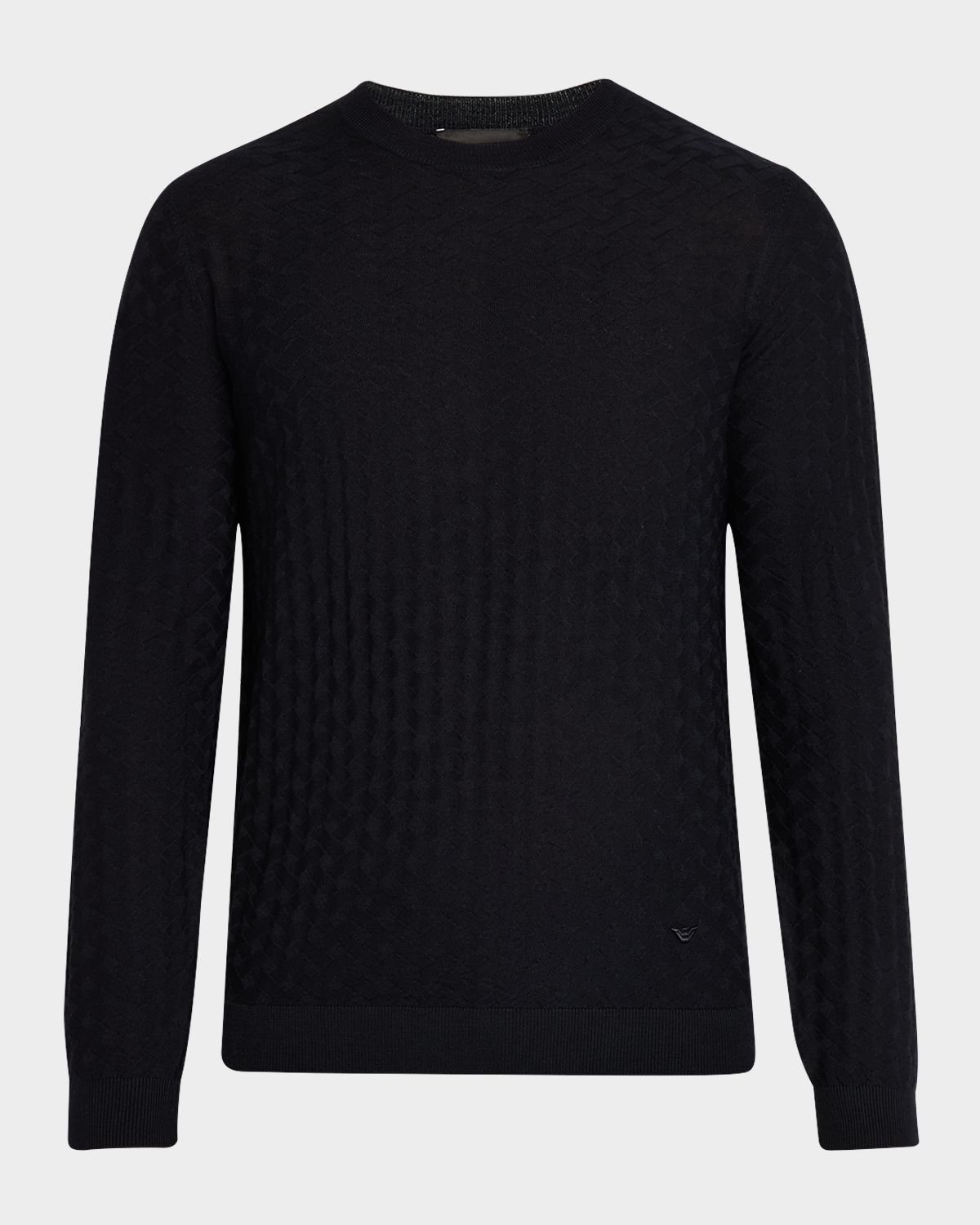Emporio Armani Men's Merino Wool Basketweave Crewneck Sweater
