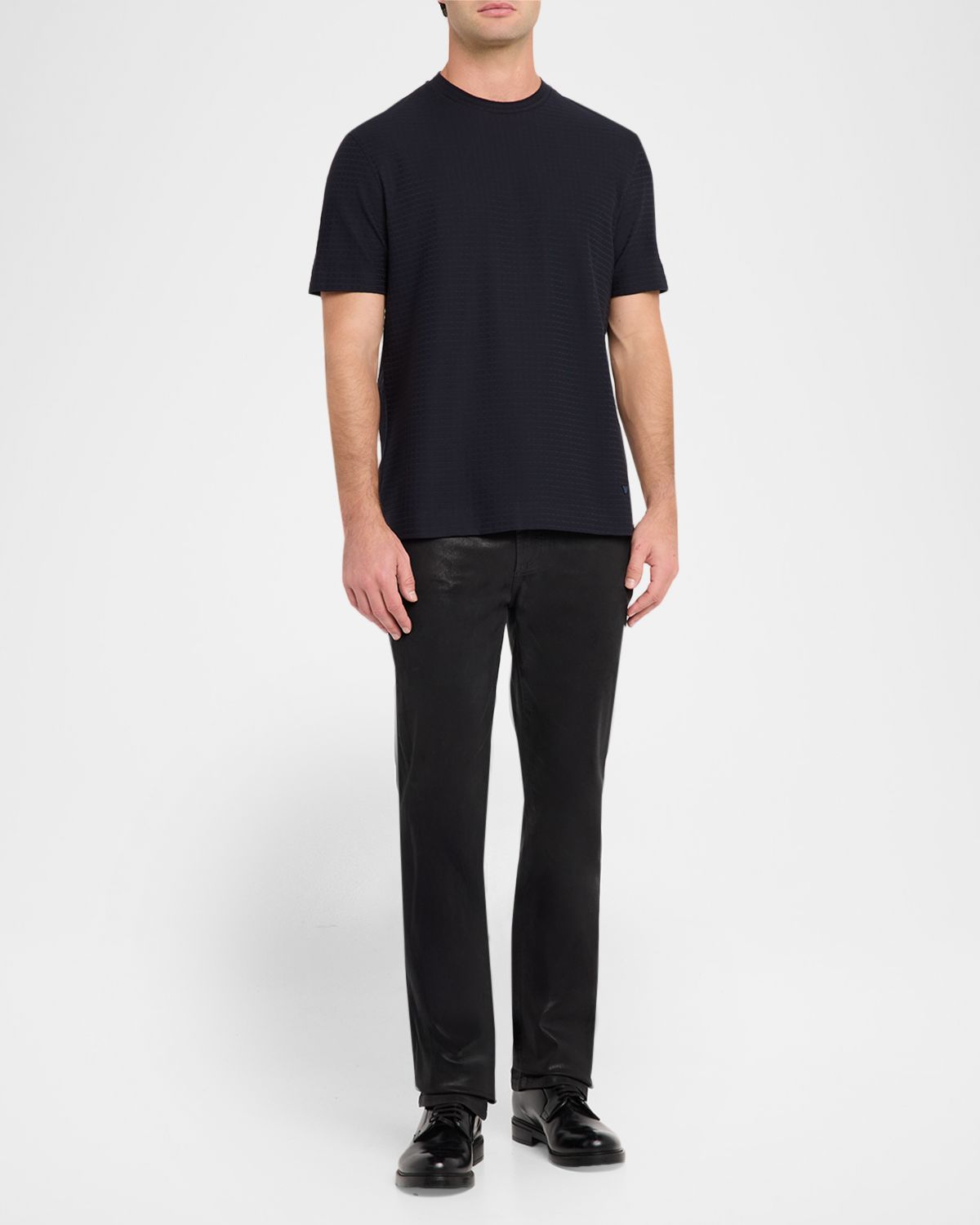 Emporio Armani Men 's Tonal Basketweave Crewneck T-Shirt | Thumbnail 5