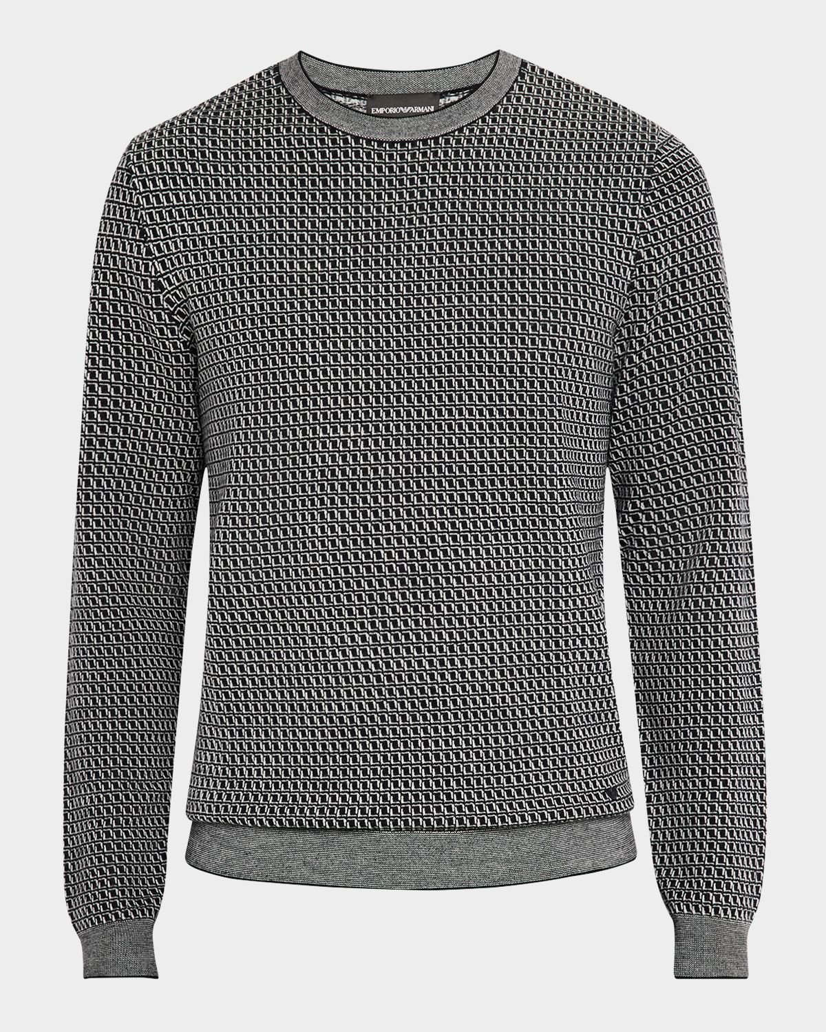 Emporio Armani Men's Wool Geometric Crewneck Sweater