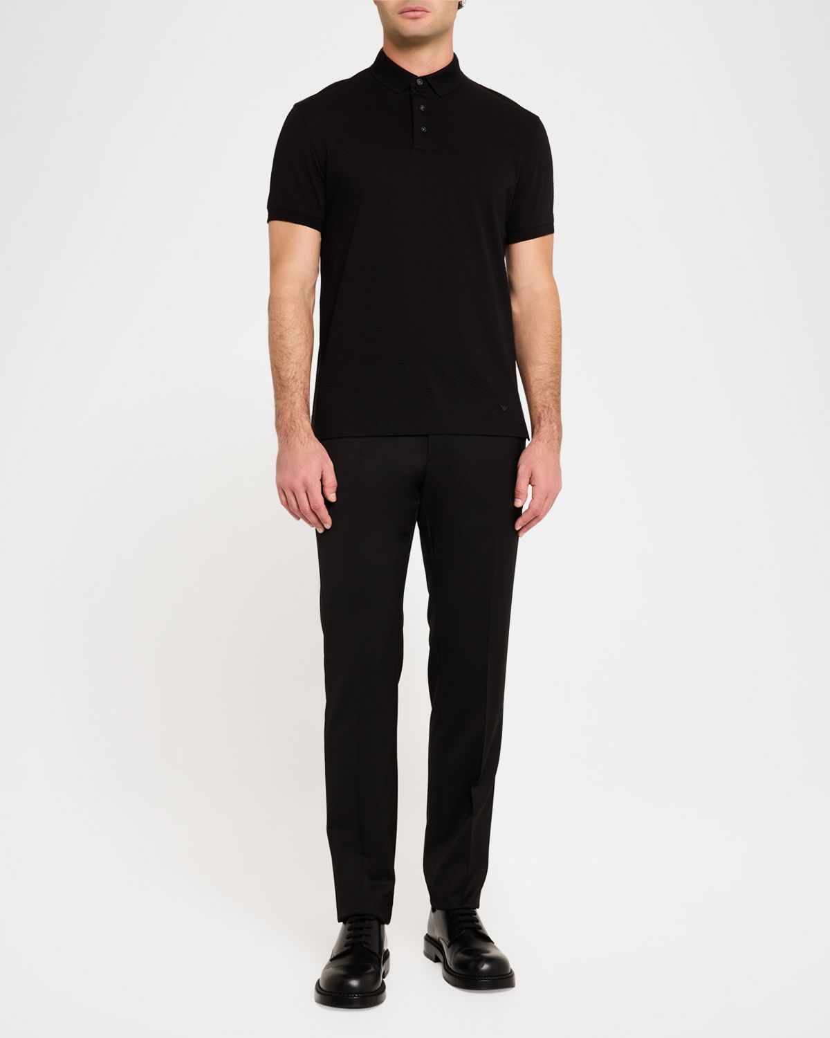 Emporio Armani Men 's Cotton Tonal Wave Polo Shirt