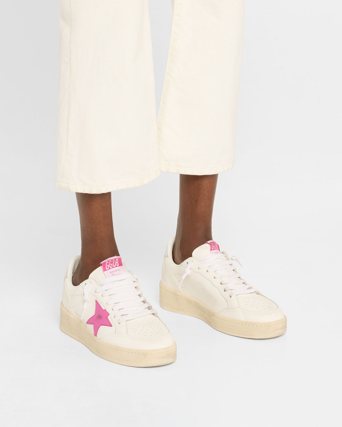 Golden Goose Ball Star Mixed Leather Low-Top Sneakers