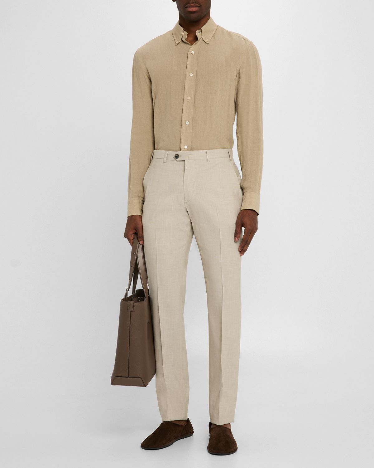 Emporio Armani Men 's Textured Flat-Front Dress Pants