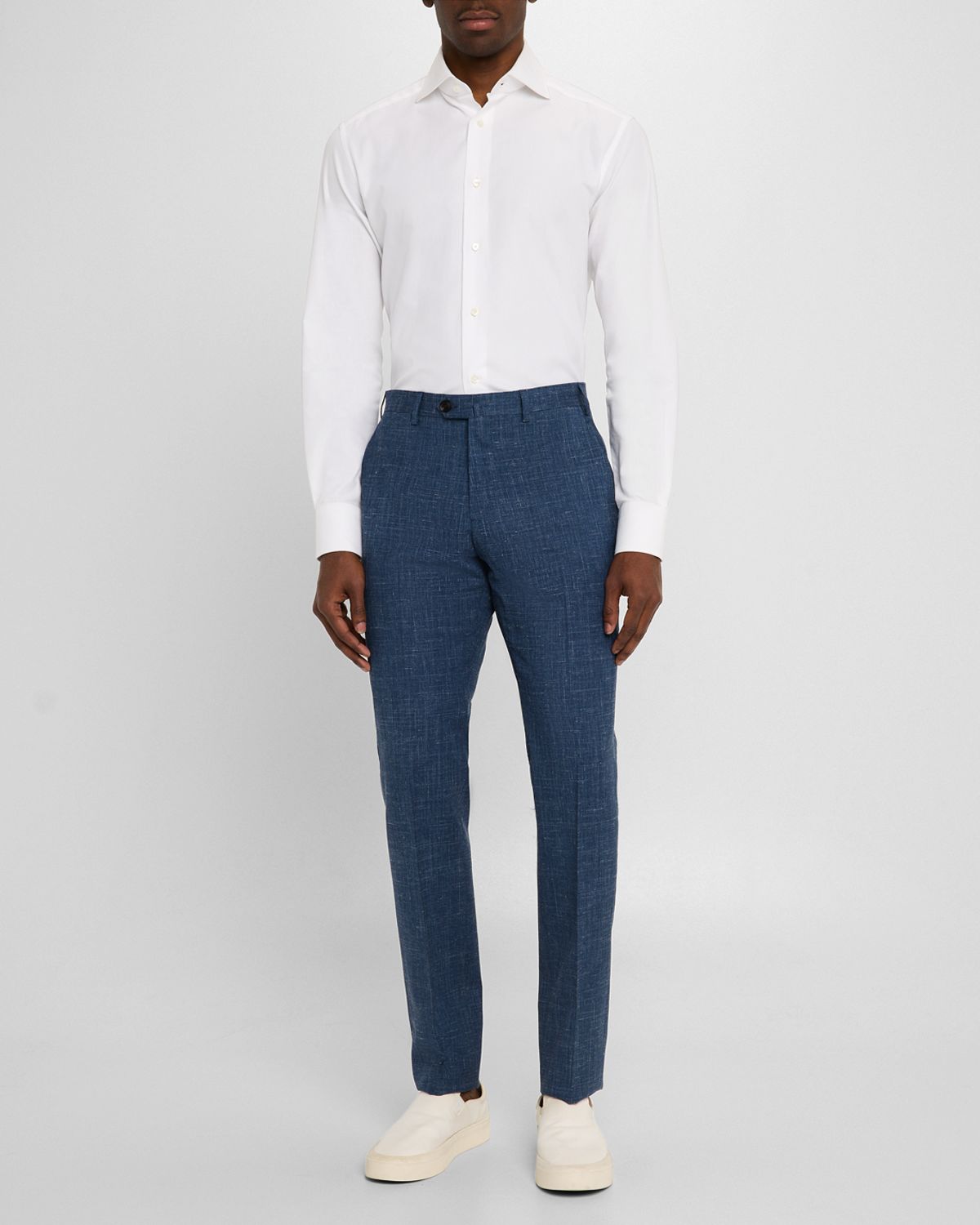 Emporio Armani Men 's Textured Flat-Front Dress Pants