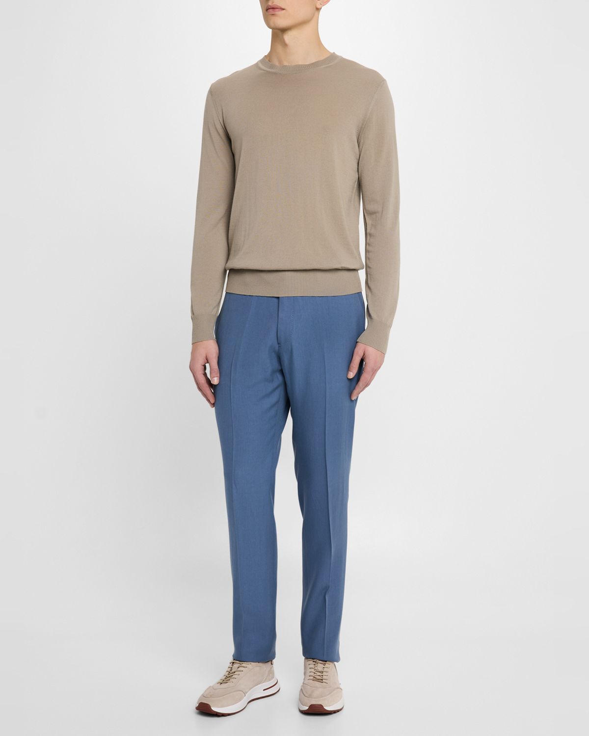 Emporio Armani Men 's Lyocell Twill Flat-Front Trousers