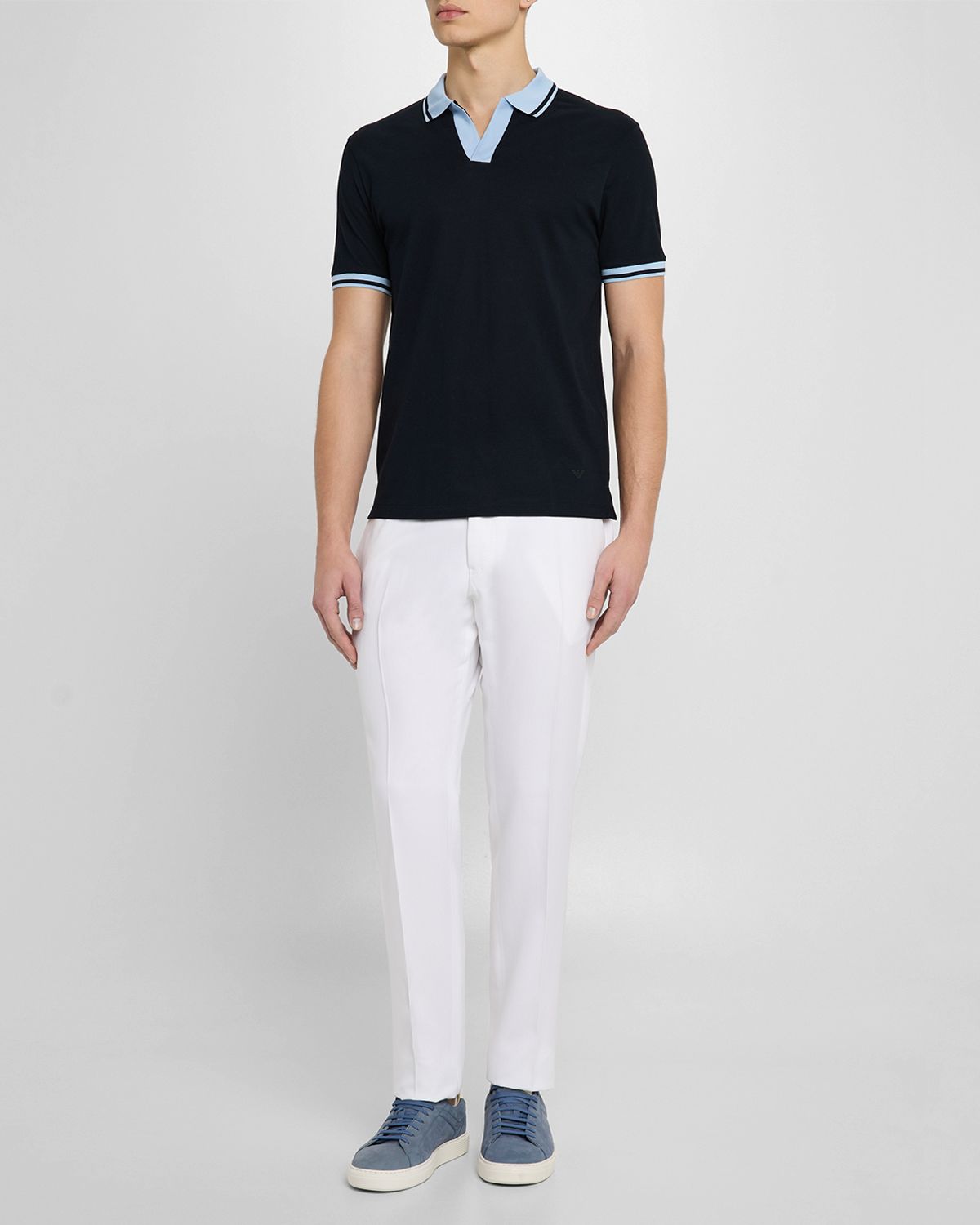 Emporio Armani Men 's Lyocell Twill Flat-Front Trousers