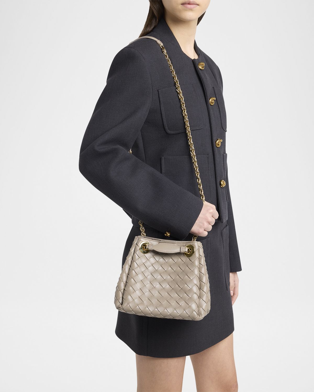 Bottega Veneta Small Parachute Leather Shoulder Bag