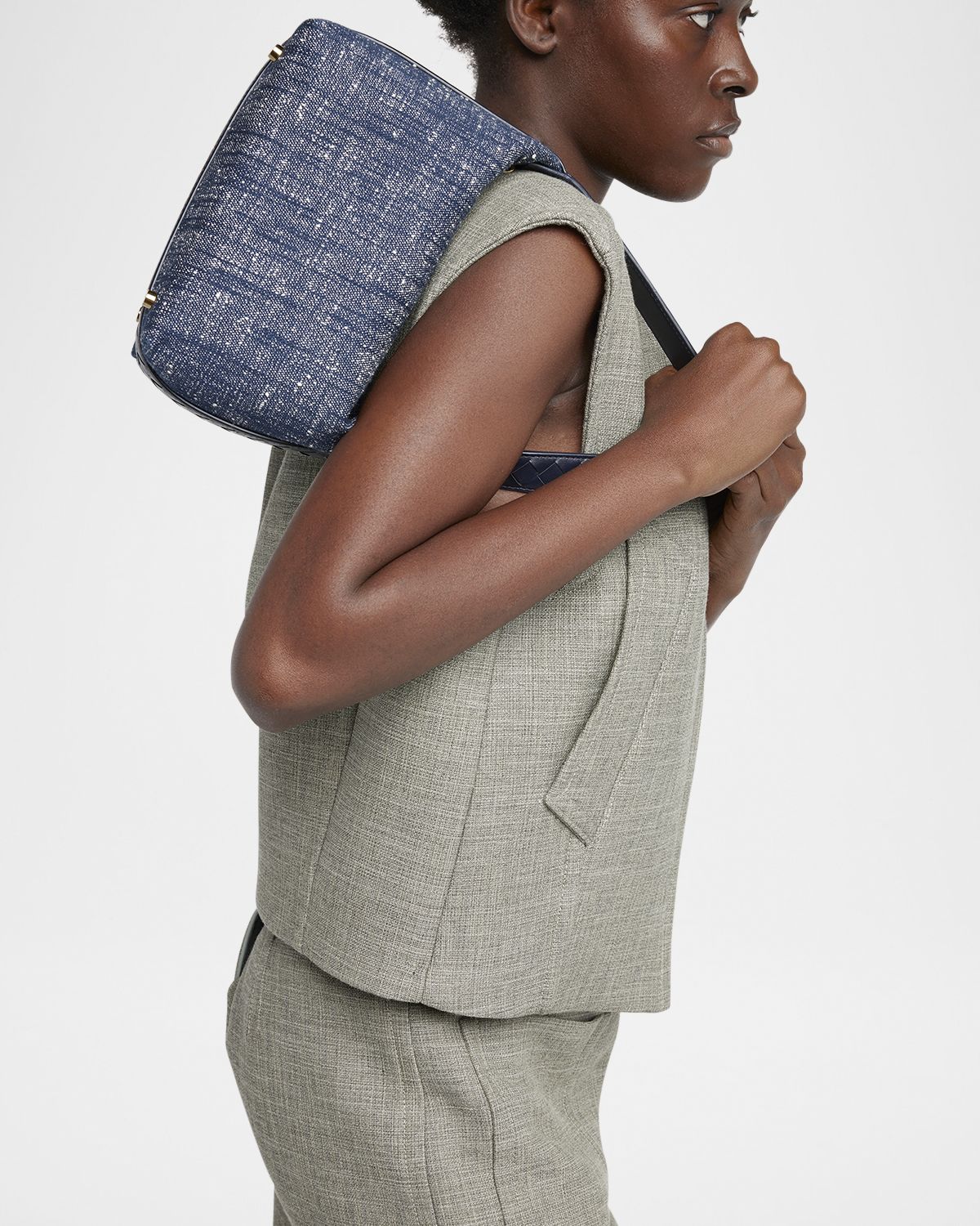 Bottega Veneta Mini Wallace Denim Boucle Shoulder Bag