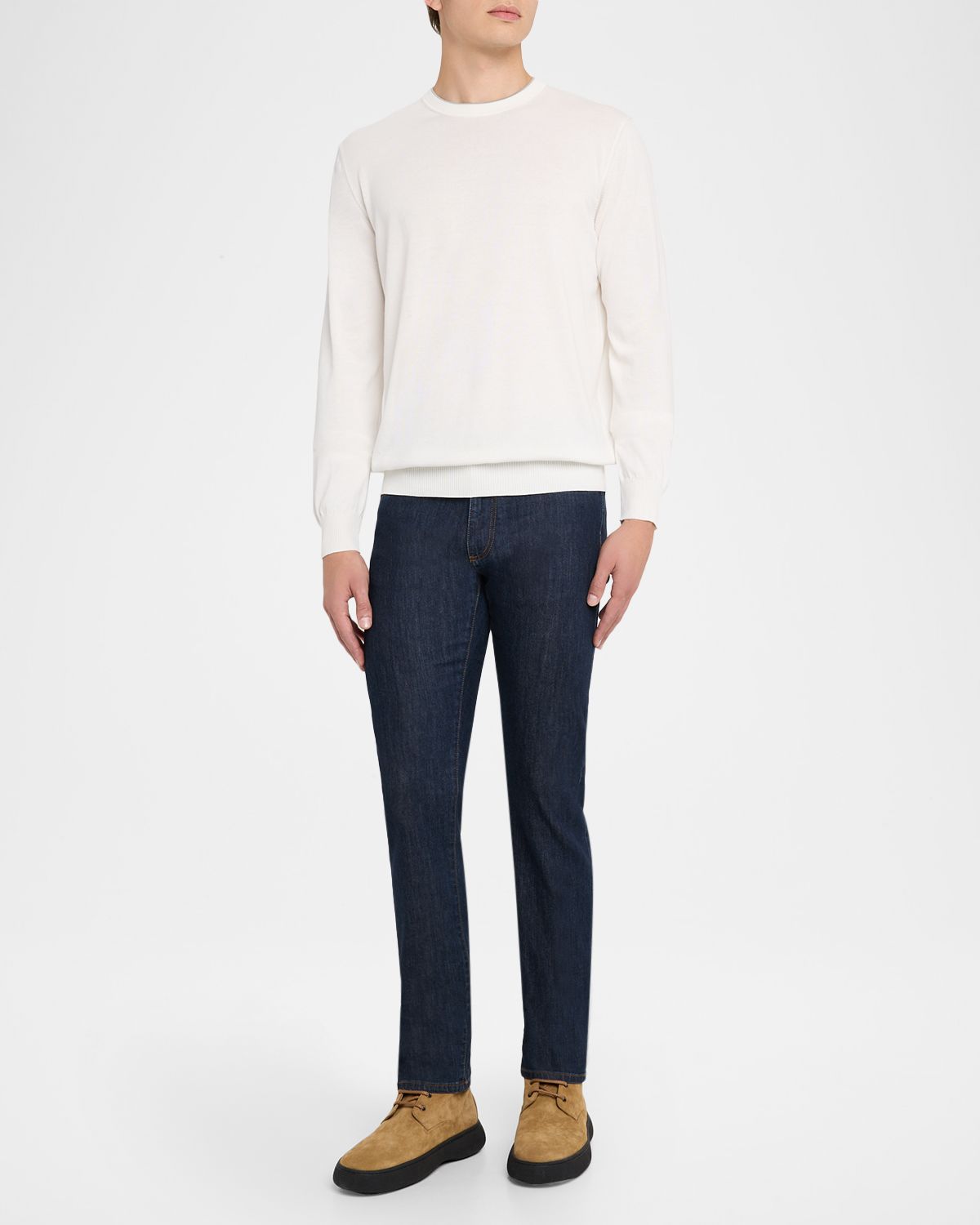 Canali Men 's Cotton Tipped Crewneck Sweater