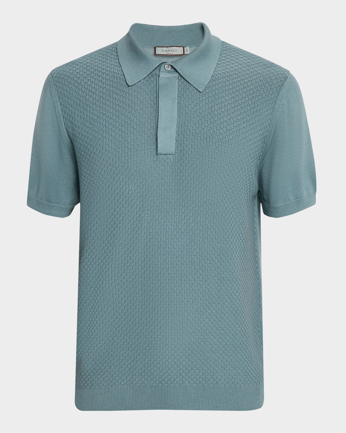 Canali Men 's Cotton-Modal Waffle Knit Polo Sweater