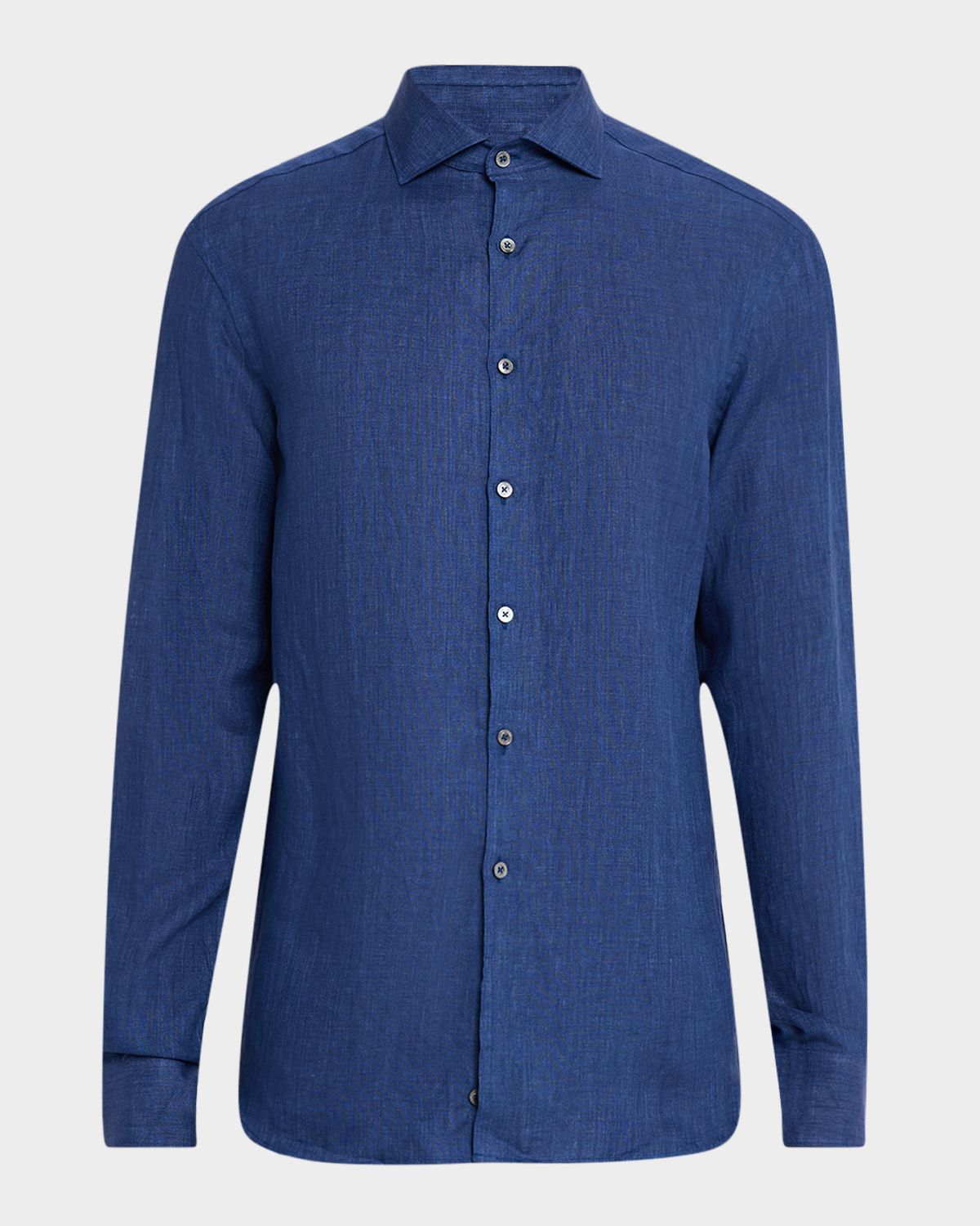 Canali Men 's Linen Casual Button-Down Shirt